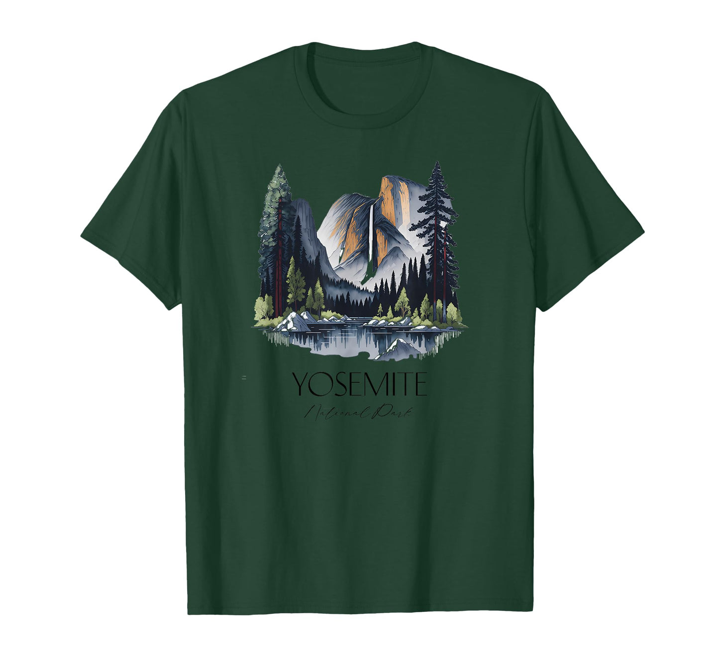 Cool Yosemite National Park Hiking Watercolor Graphic T-Shirt