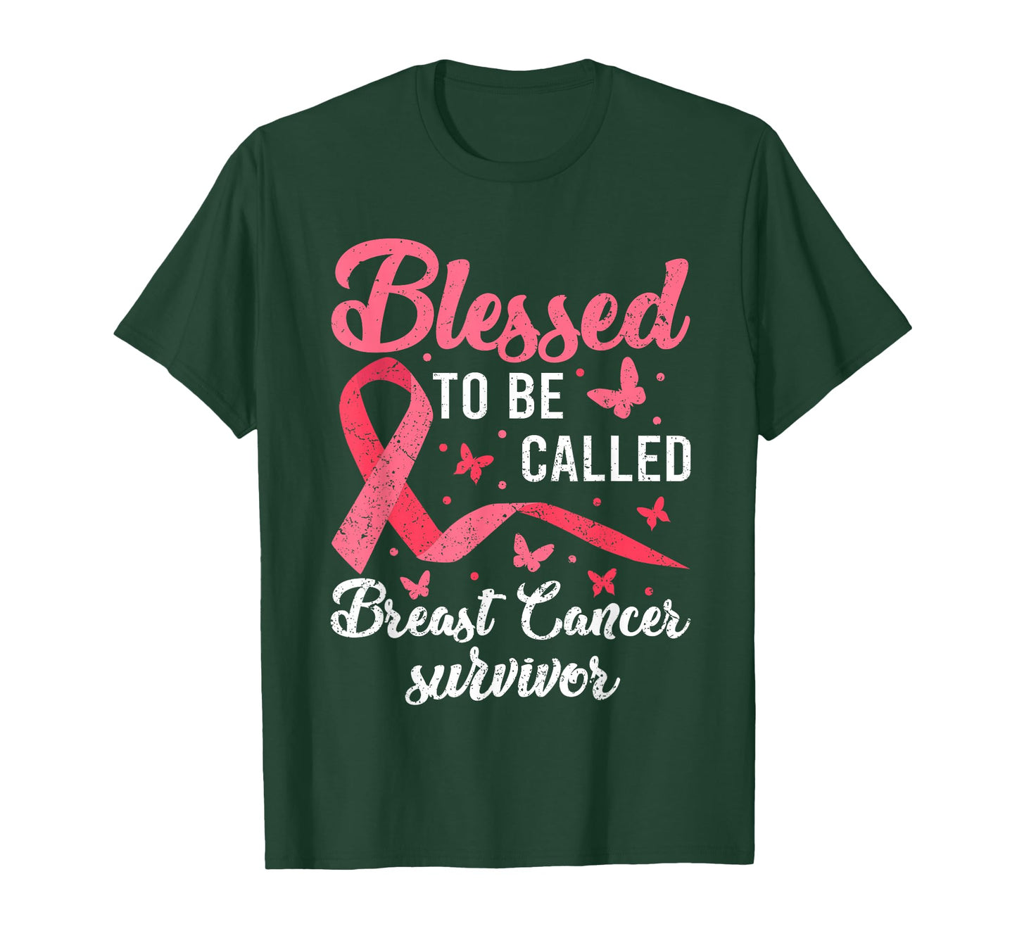 Blessed With Cancer Shirts, Pink Butterfly Breast Cancer T-Shirt