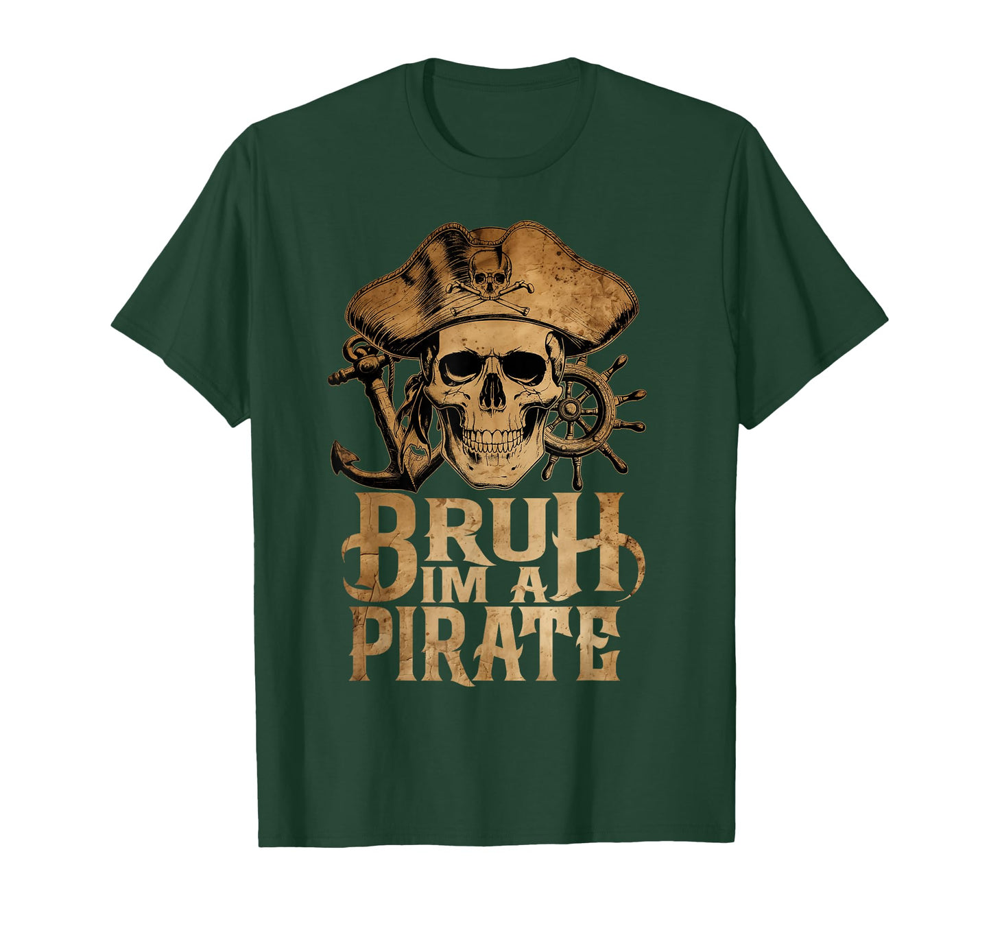 Bruh Pirate Pretend Halloween Skull Funny DIY Lazy Costume T-Shirt
