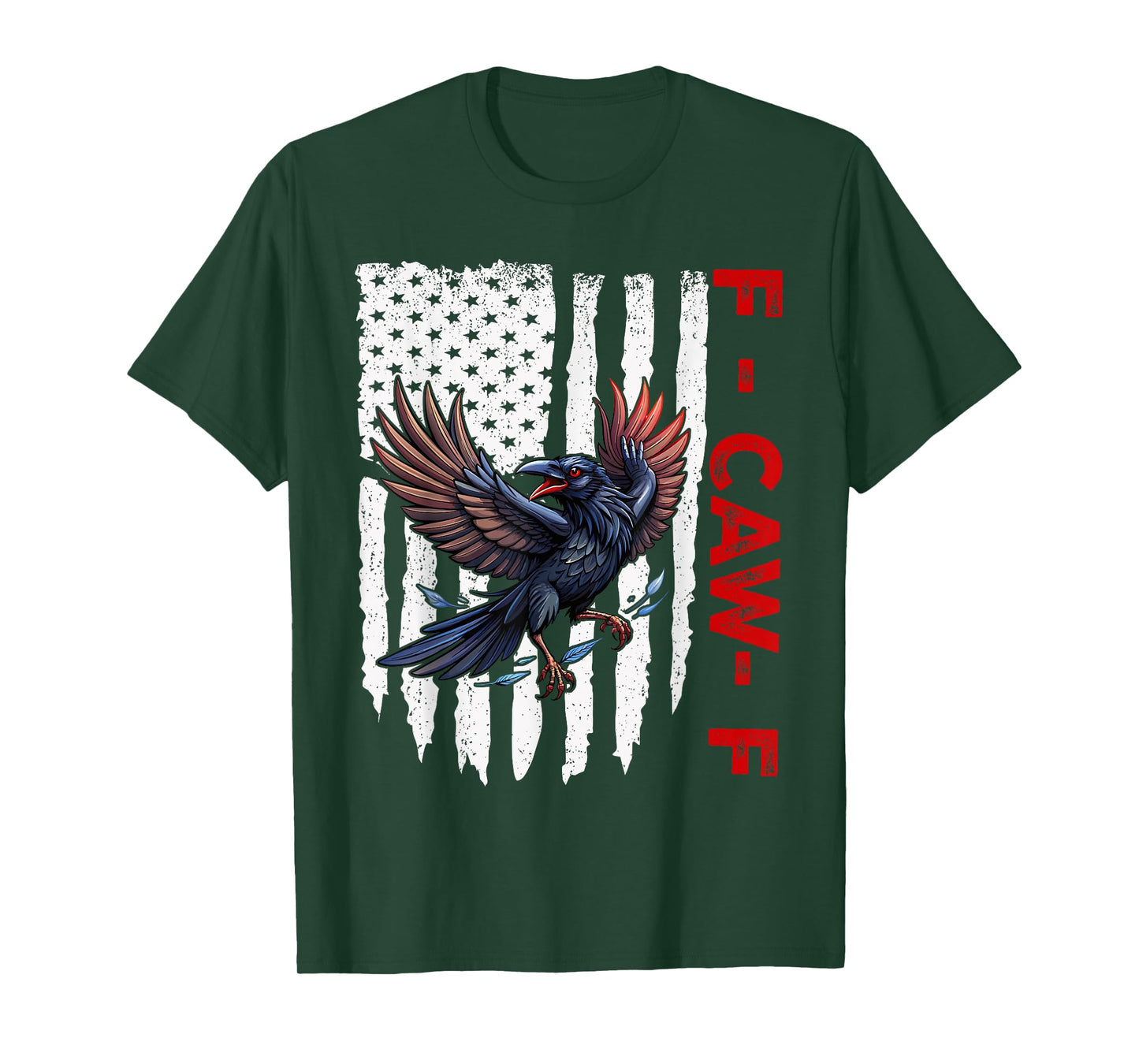 F-Caw-F Black Crow Black Bird Retro USA Flag Vintage F-Caw-F T-Shirt
