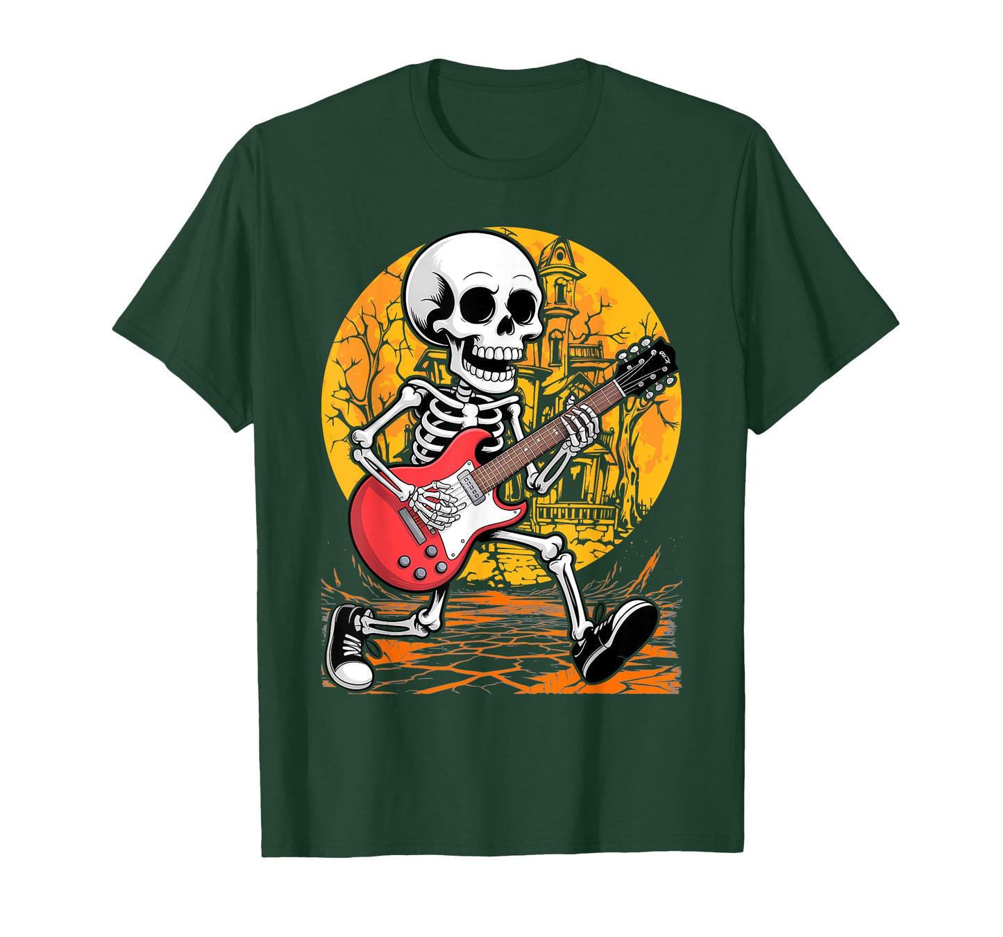 Halloween Rocker Skeleton Guitar Rock Costume Men Boys Kids T-Shirt