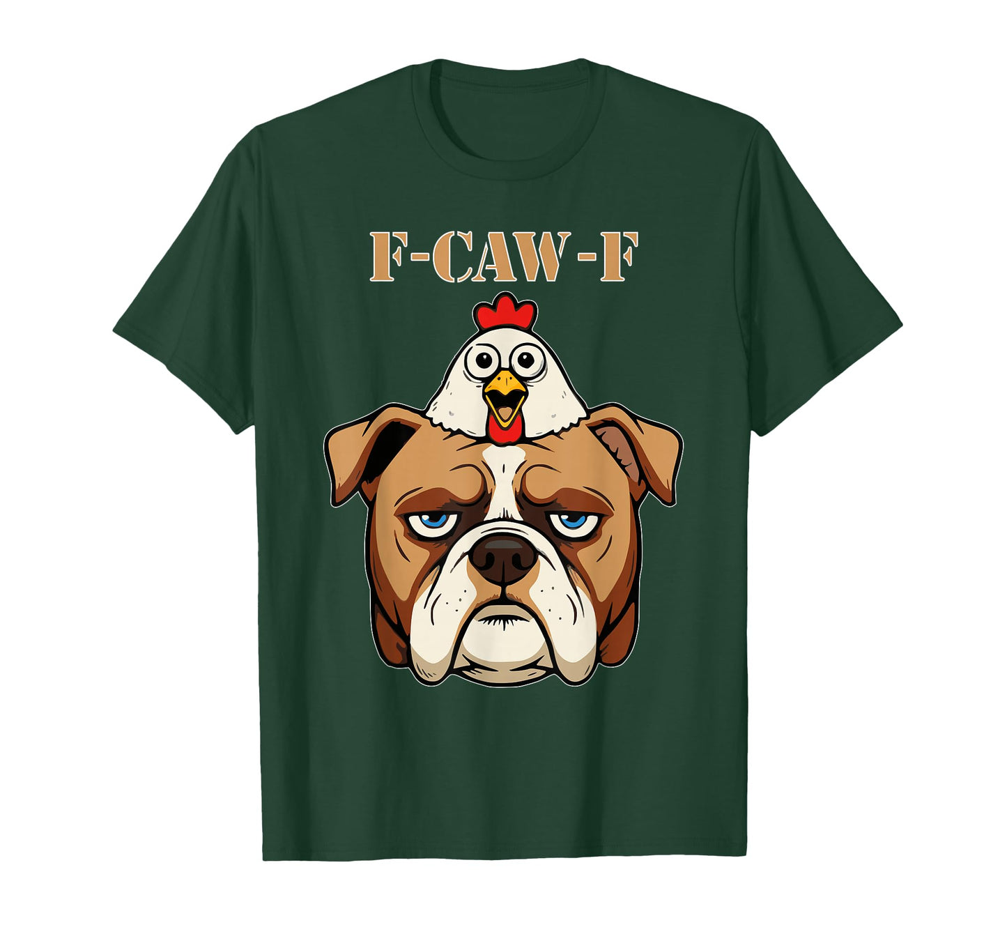 Funny F-CAW-F Dog and Chicken Meme T-Shirt
