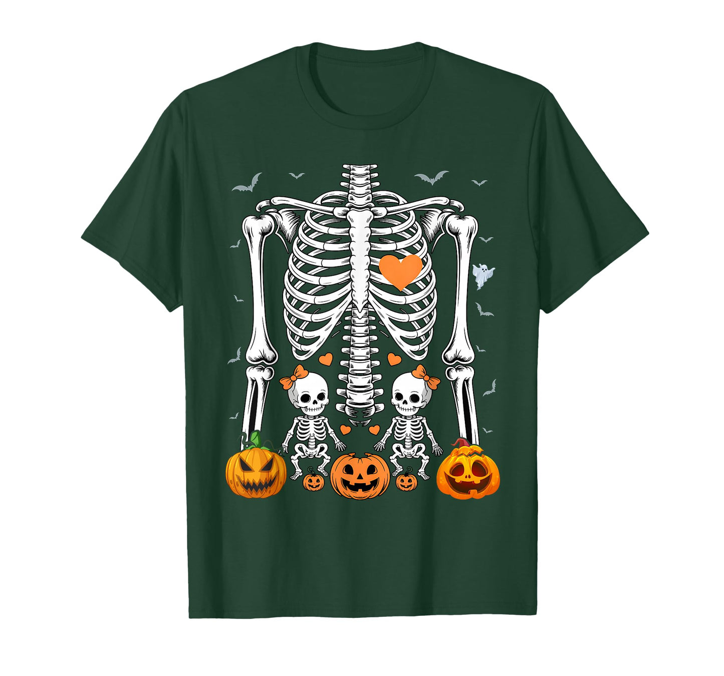 Baby Skeleton Halloween Twins Pregnancy Announcement T-Shirt