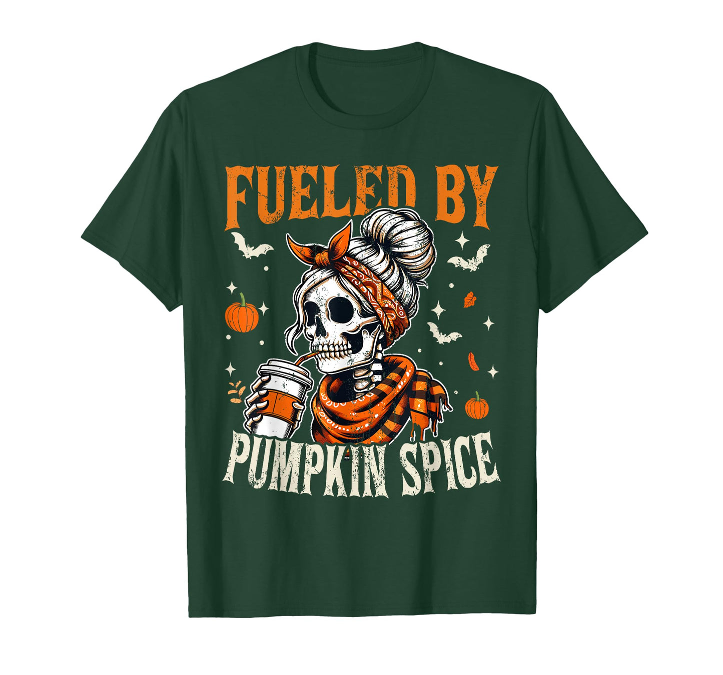 Fueled by Pumpkin Spice Funny Halloween Coffee T-Shirt