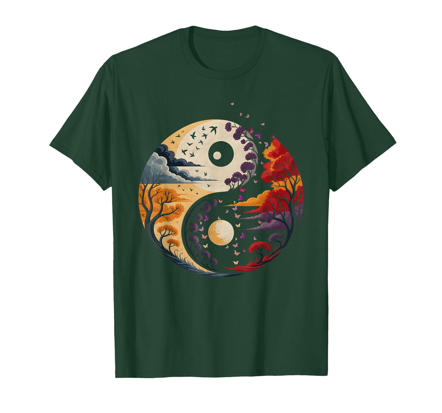 Spiritual Nature Yin Yang Balance Of Life With Trees Nature T-Shirt