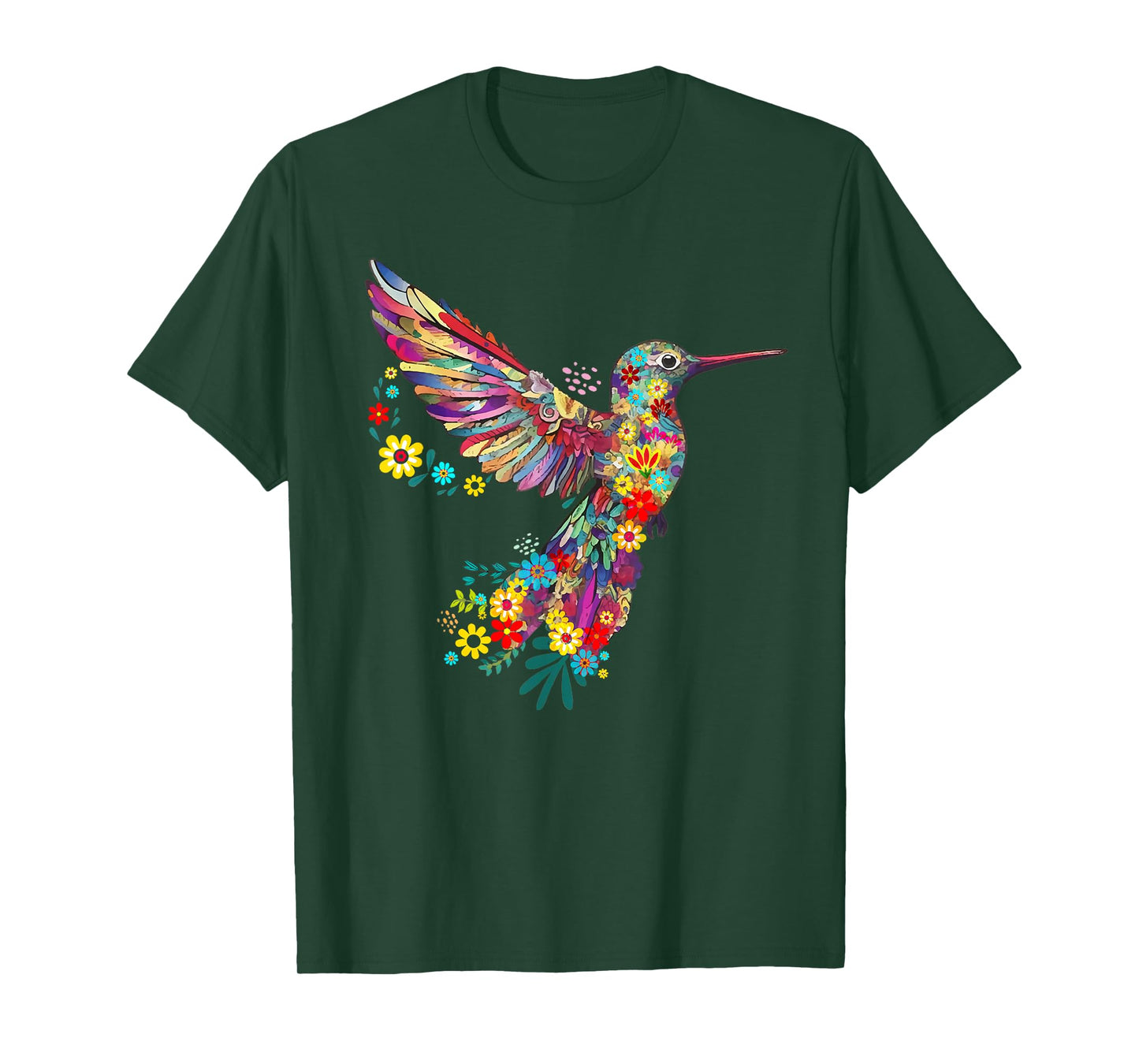Floral Hummingbird Otomi Style Mexicano Mexicana T-Shirt