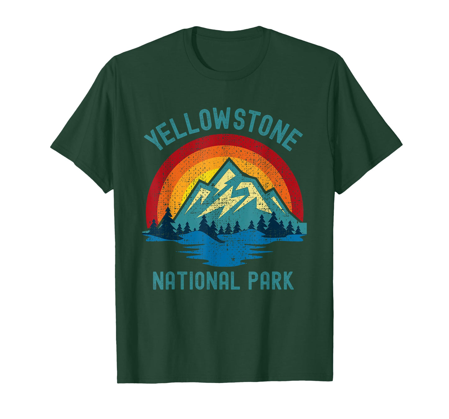 Yellowstone National Park Vintage Sunset Retro Hiking Camp T-Shirt