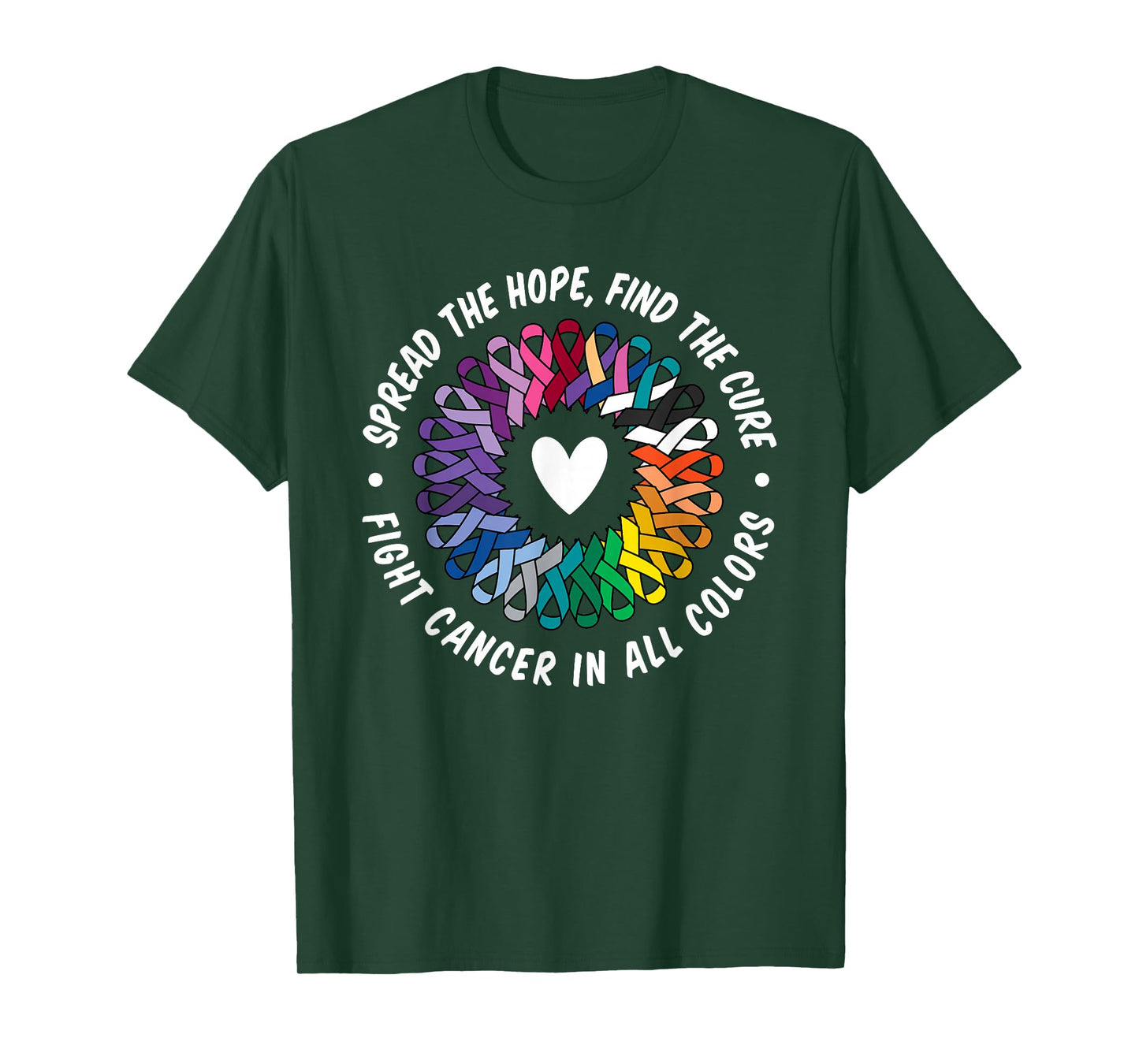 Fight Cancer in All and Every Colors Rainbow Support Heart T-Shirt
