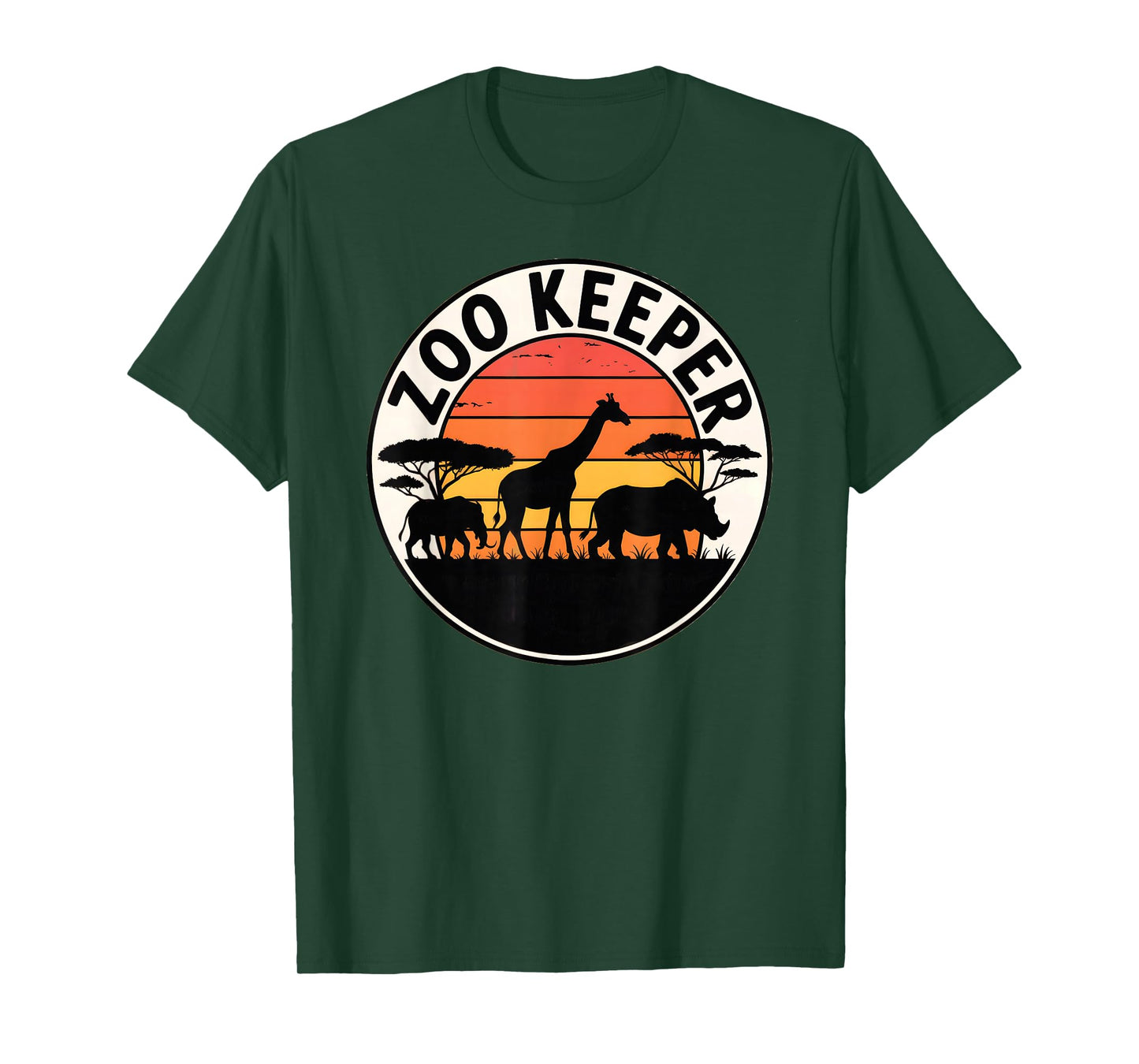 African Wildlife Safari Animals Silhouette Sunset Zoo Keeper T-Shirt
