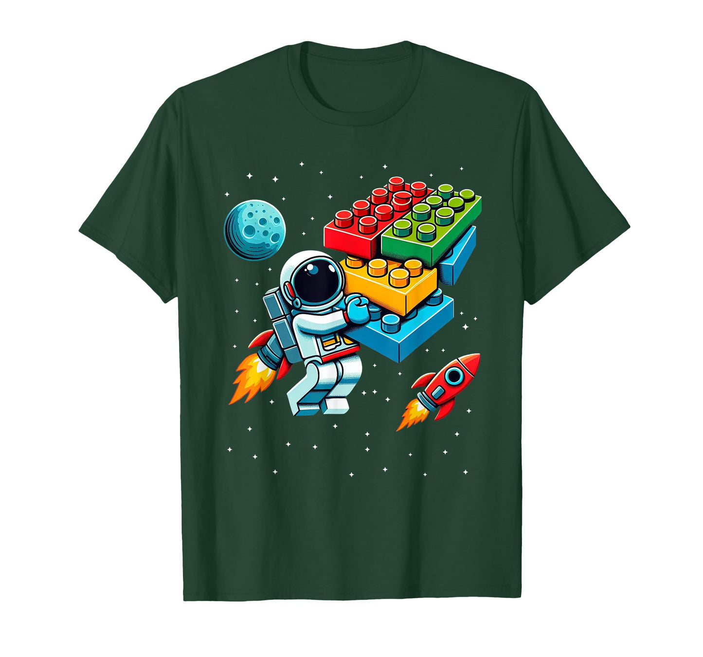 Master Builder Space Astronaut Building Blocks Bricks Boys T-Shirt