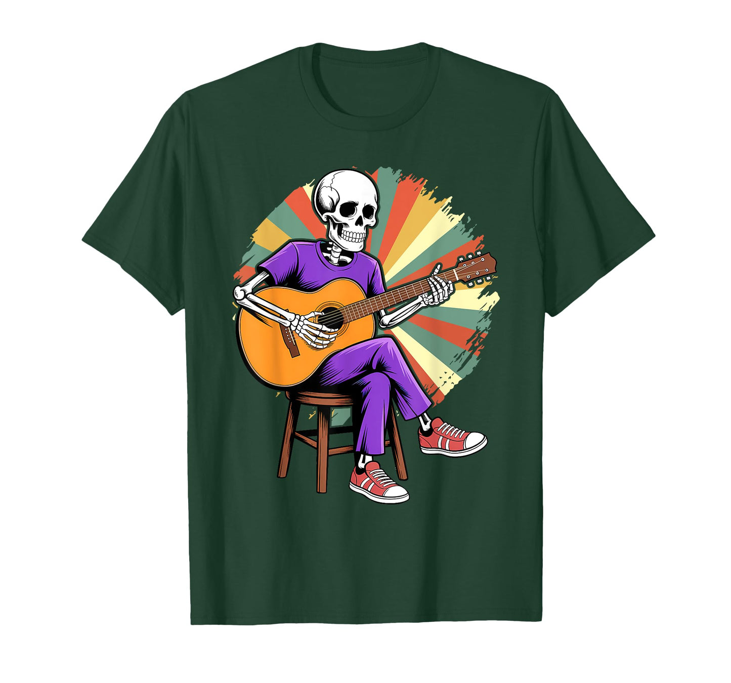 Halloween Skeleton Playing Guitar | Rock and Roll Band T-Shirt