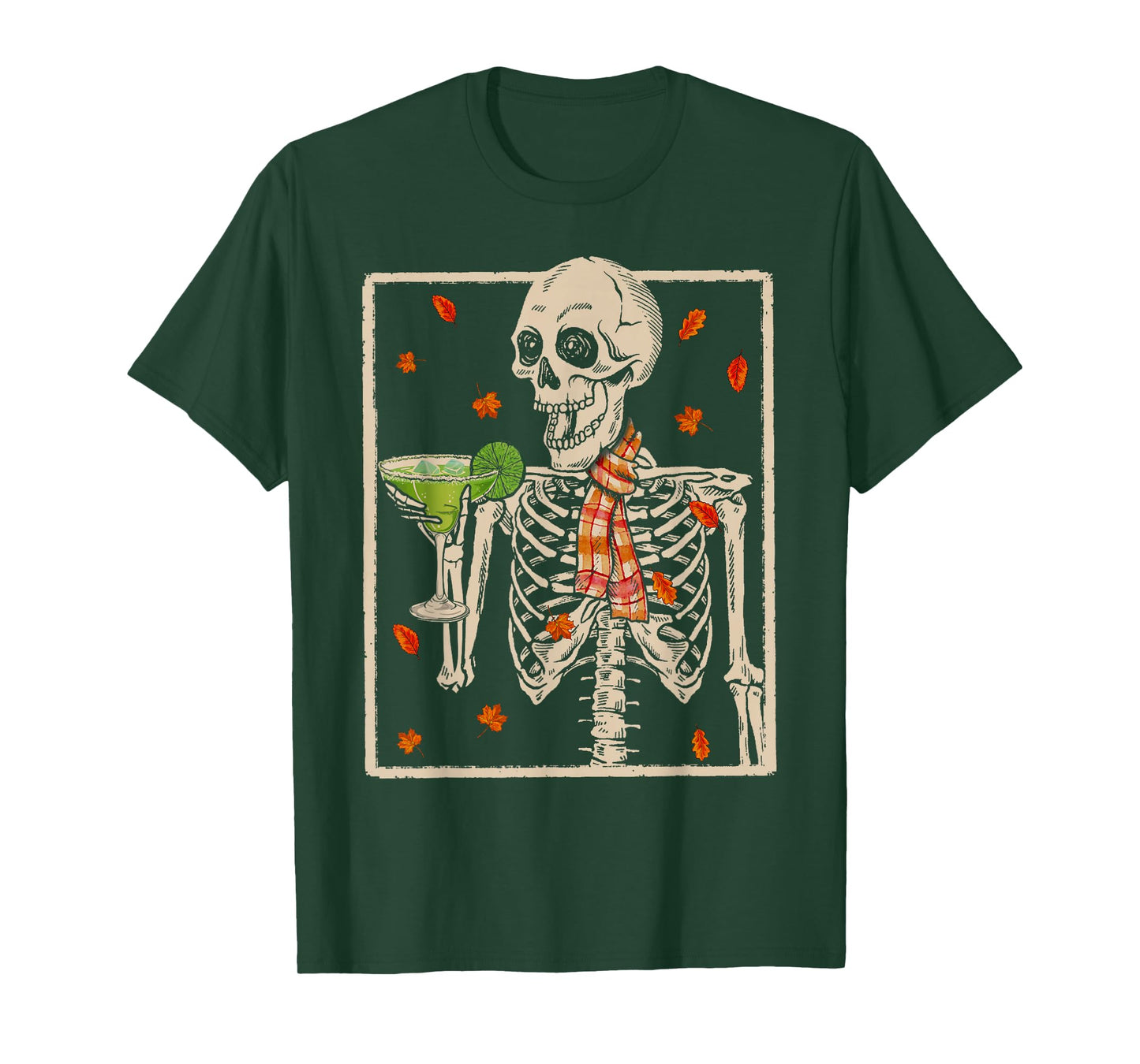Funny Skeleton Drink Margarita Fall Spooky Halloween Costume T-Shirt