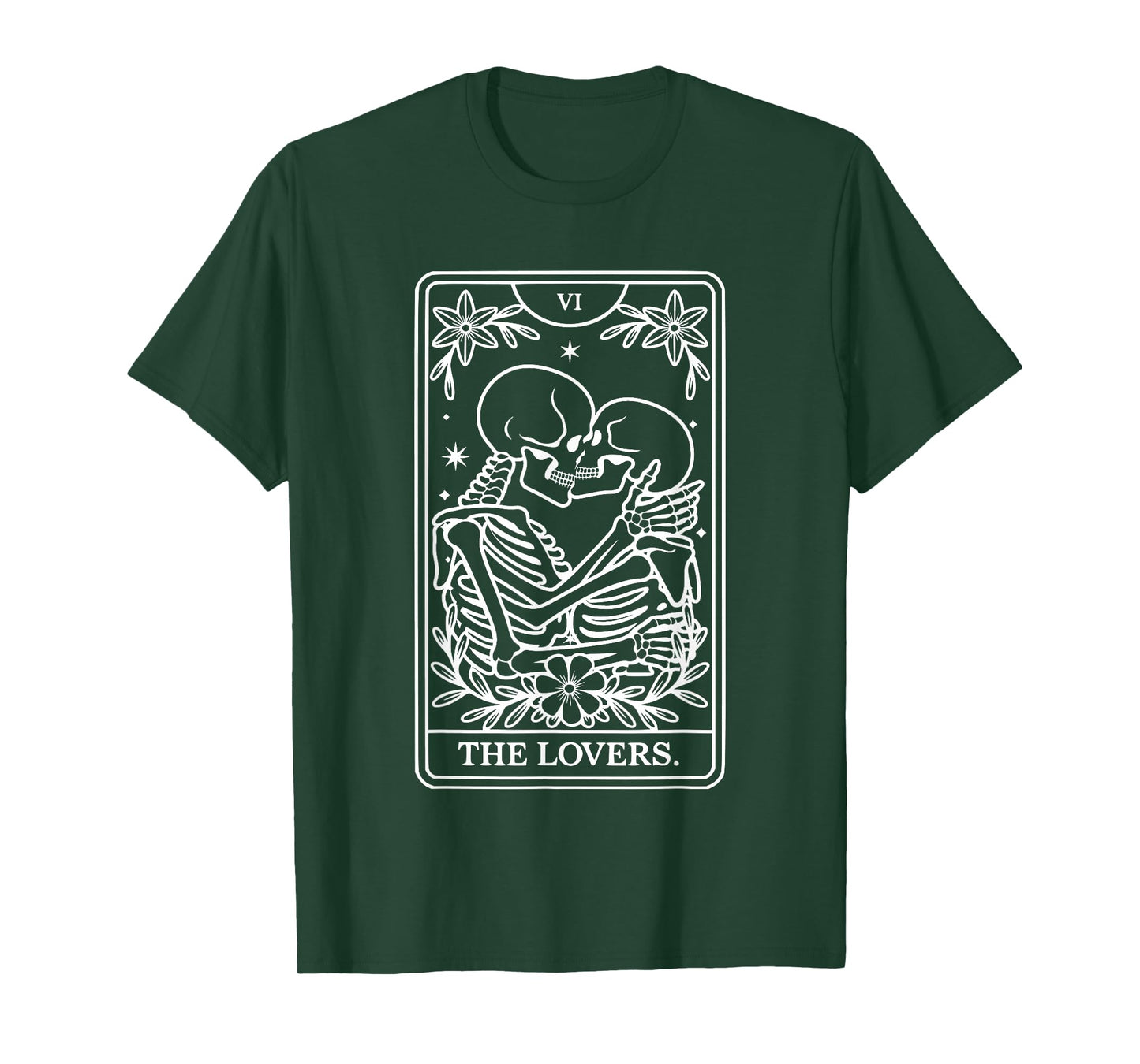 Lovers Tarot Card Gothic Skeleton Couple Halloween Valentine T-Shirt