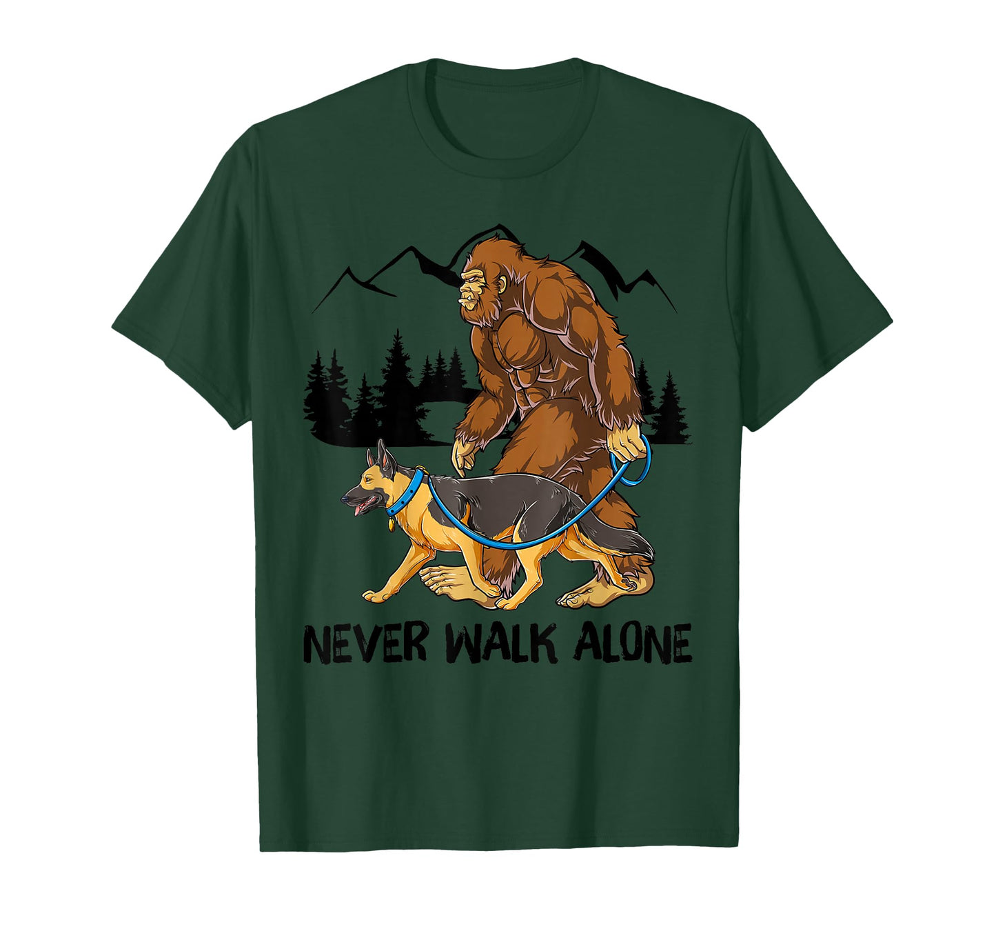 Bigfoot German Shepherd Dog Walk Funny Sasquatch Lovers T-Shirt