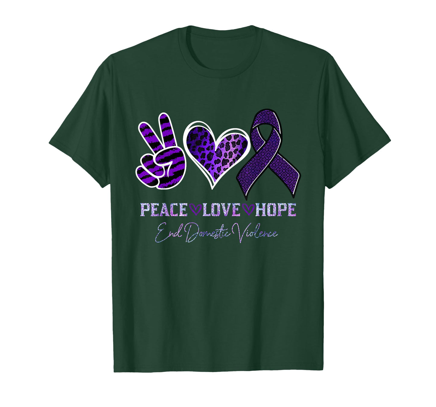 Peace Love Hope Leopard End Domestic Violence Awareness T-Shirt