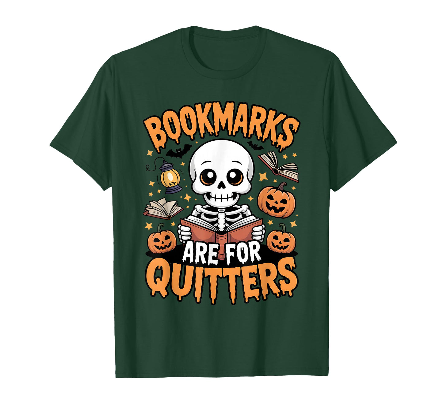 Bookmarks are for Quitters Halloween Skeleton Books Reading T-Shirt