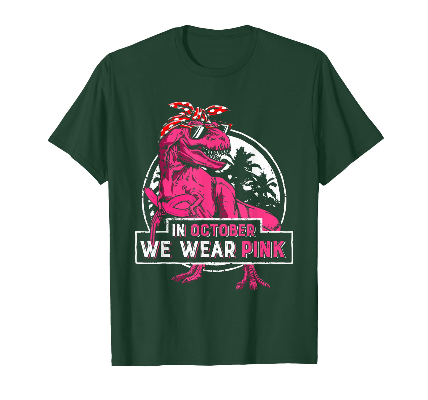 In October We Wear Pink Breast Cancer Trex Dino Women Girls T-Shirt