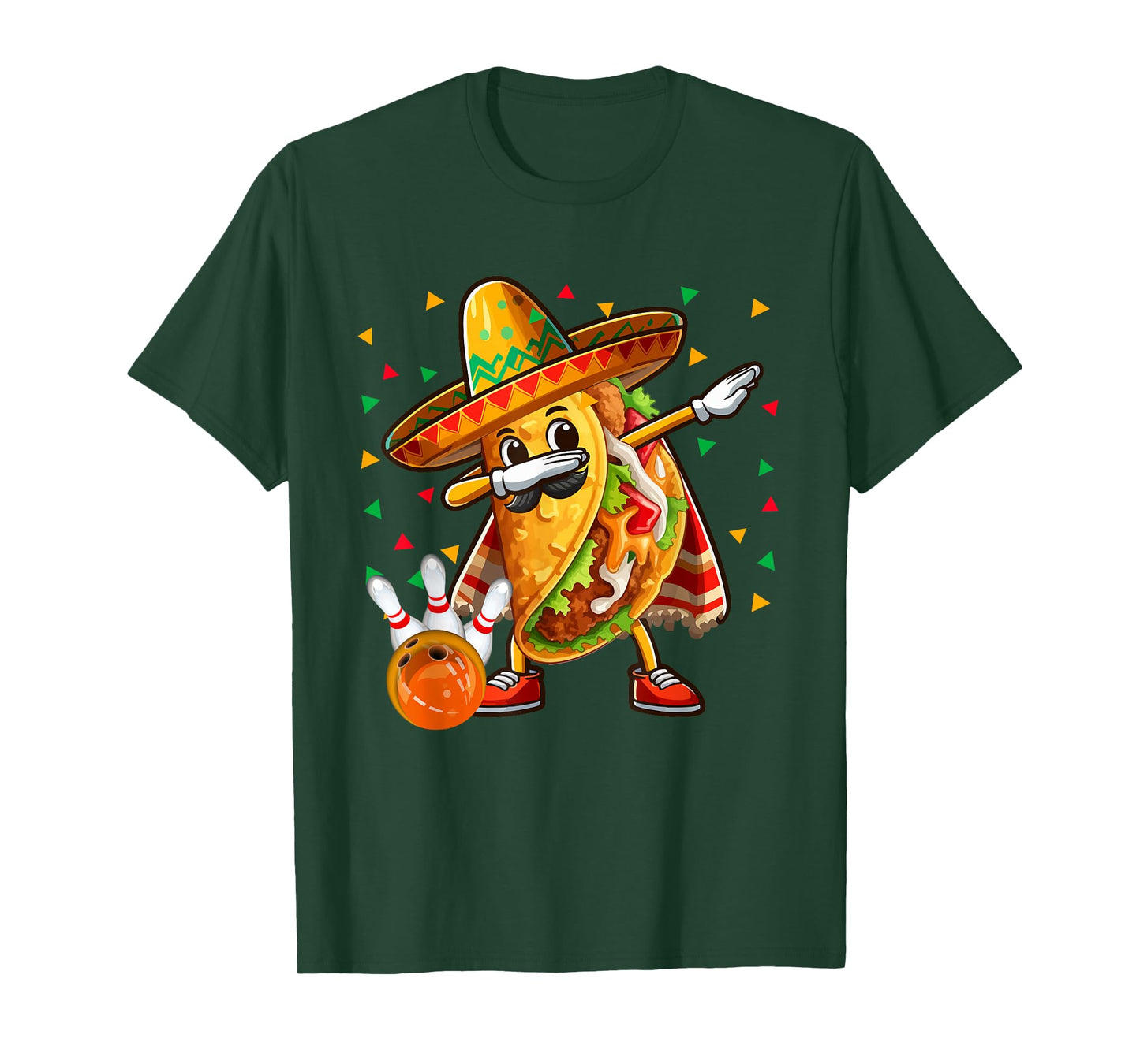 Dabbing Taco Playing Bowling Cinco De Mayo Player Mexican T-Shirt
