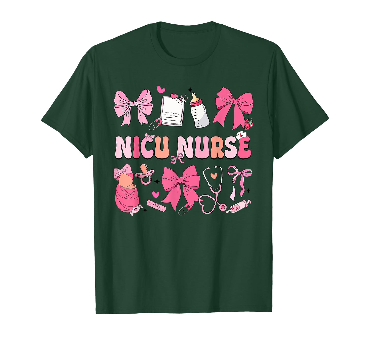 Nicu Nurse Neonatal Intensive Care Unit Coquette Bow T-Shirt