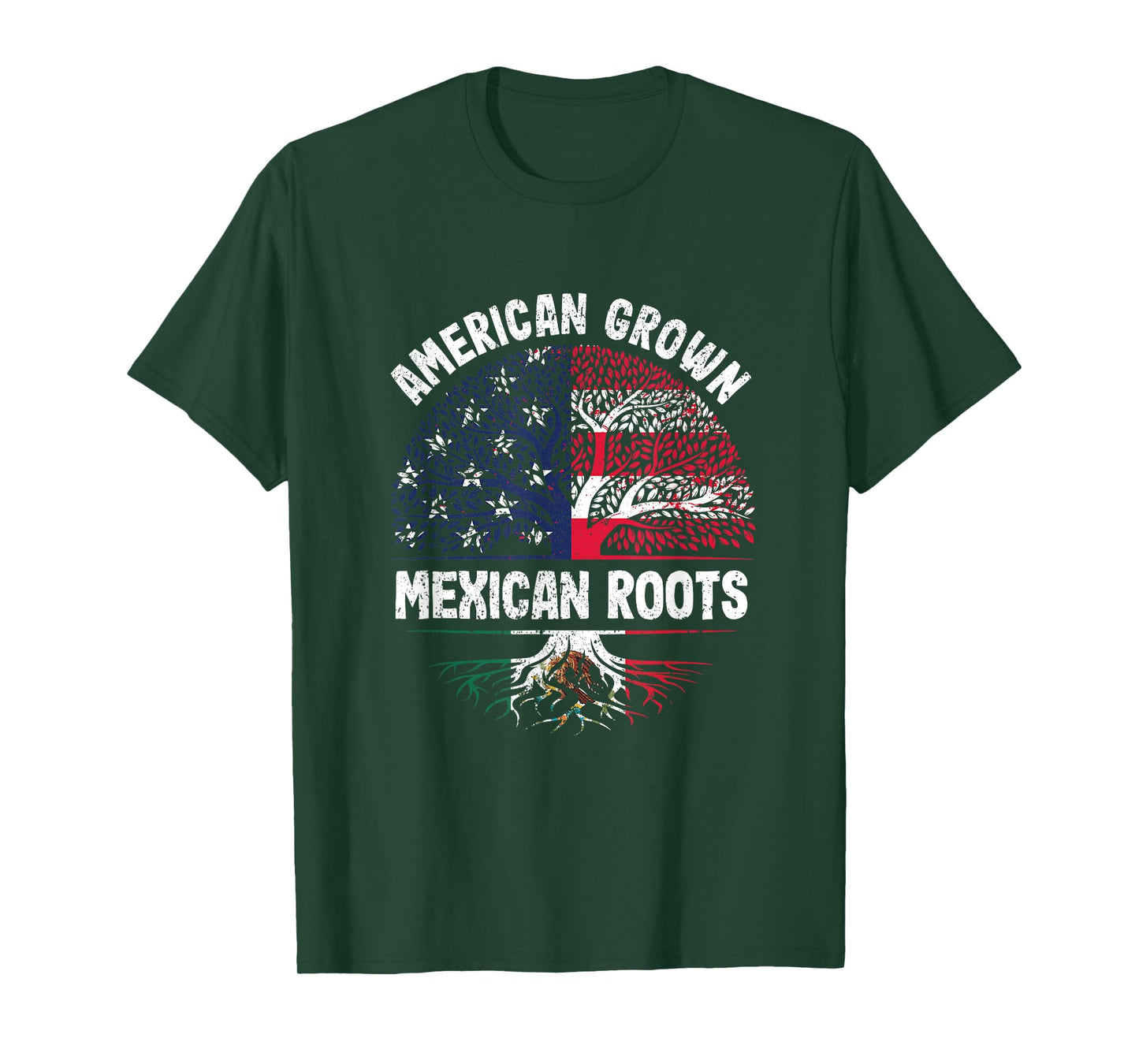 American Grown Mexican Roots USA Mexico Flag Heritage Pride T-Shirt