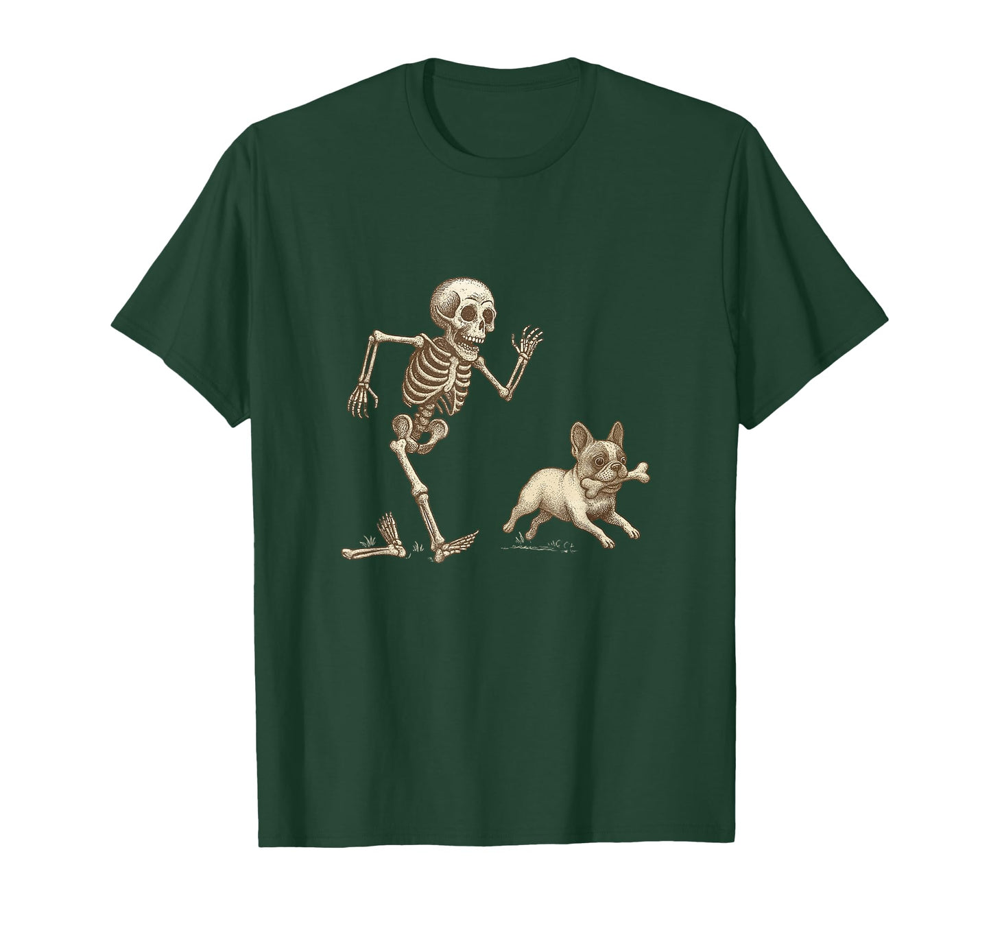 Funny Halloween French Bulldog Skeleton Spooky Season T-Shirt