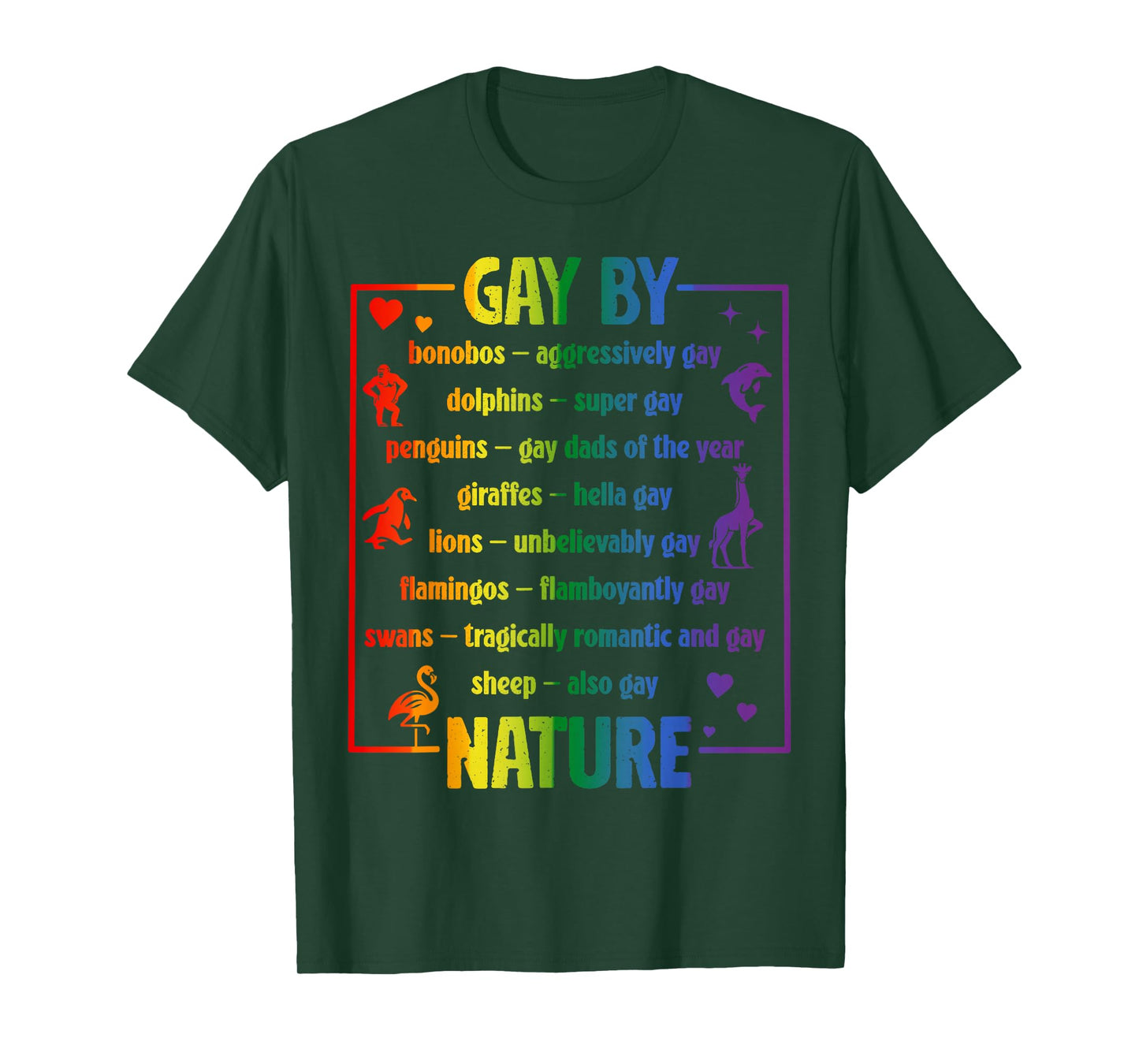 Gay By Nature Funny LGBTQ Pride Month Animals Parade Queer T-Shirt