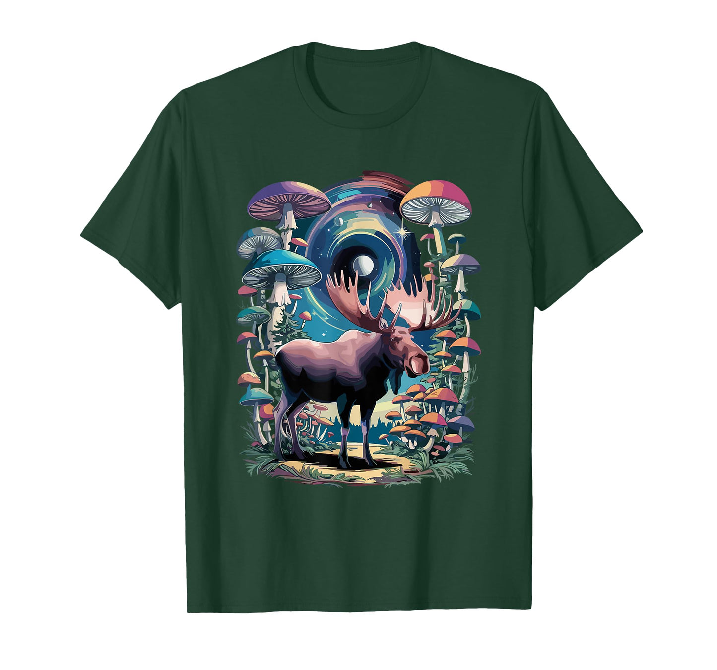 Trippy Psychedelic Moose Elk Mushroom T-Shirt