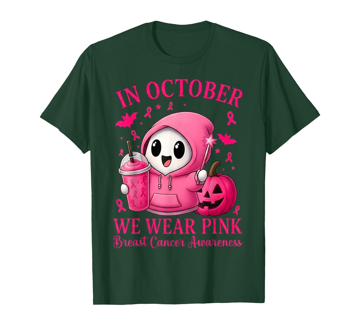 Breast Cancer Halloween Women in October We Wear Pink T-Shirt