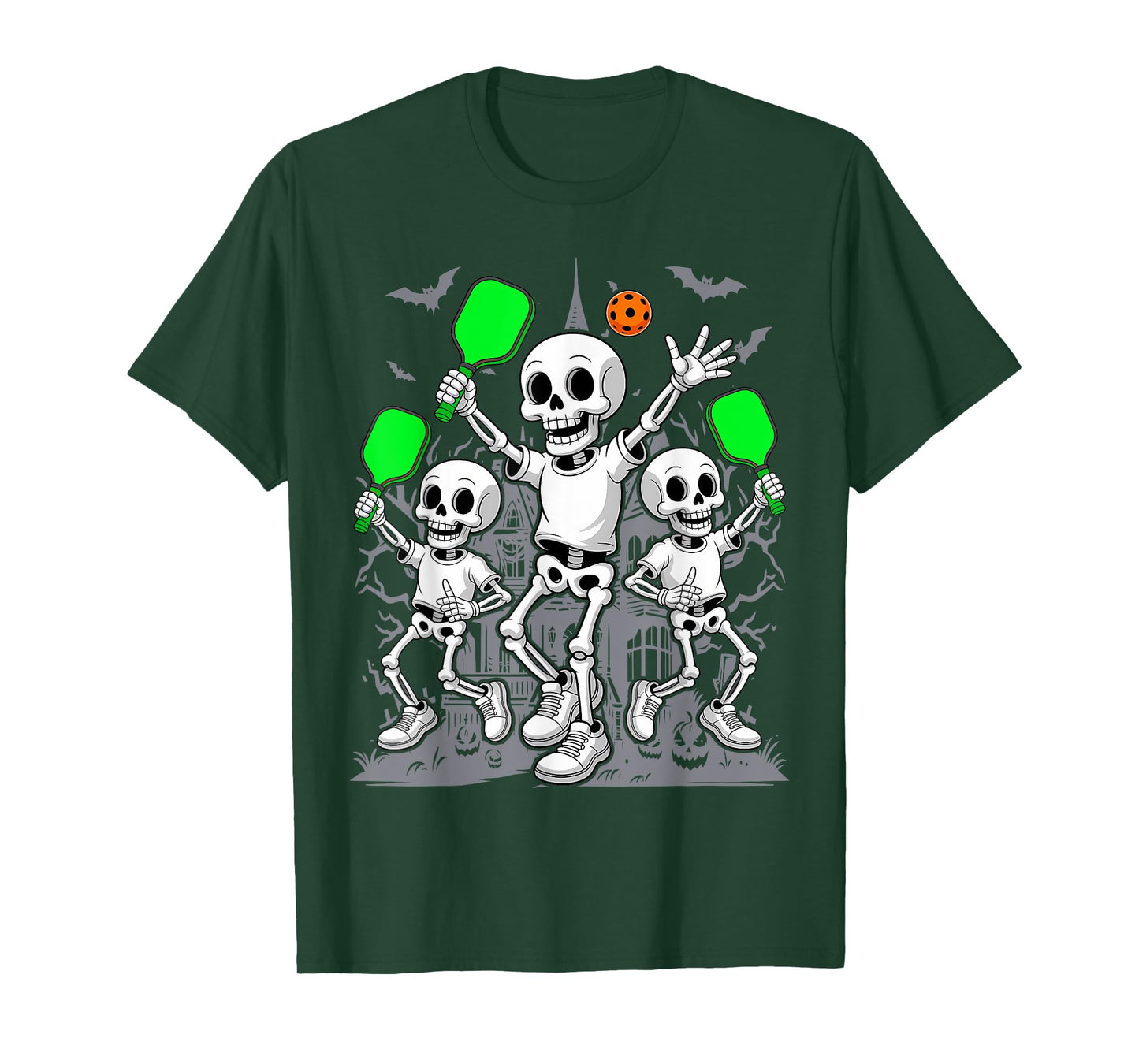 Skeletons Playing Pickleball Halloween Costume T-Shirt