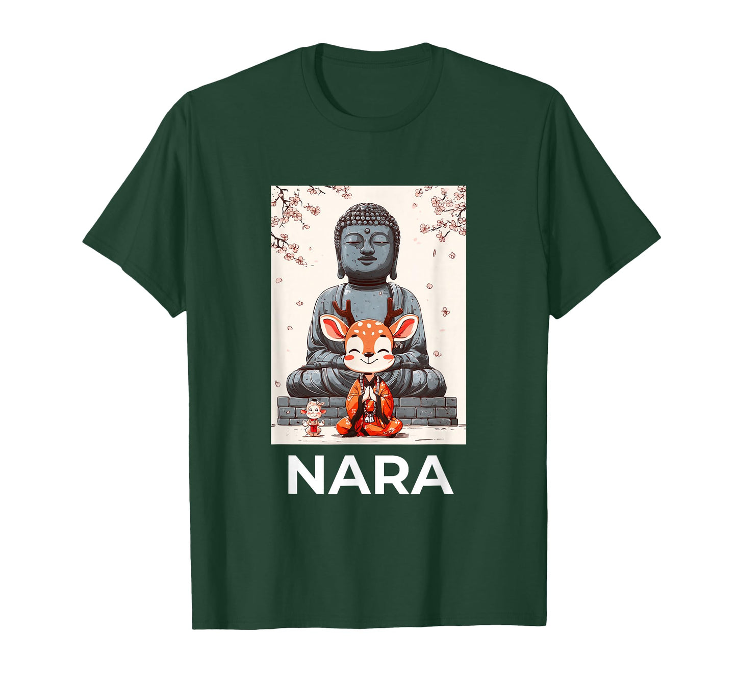 Cute Deer Meditating in Front of The Great Buddha in Nara T-Shirt