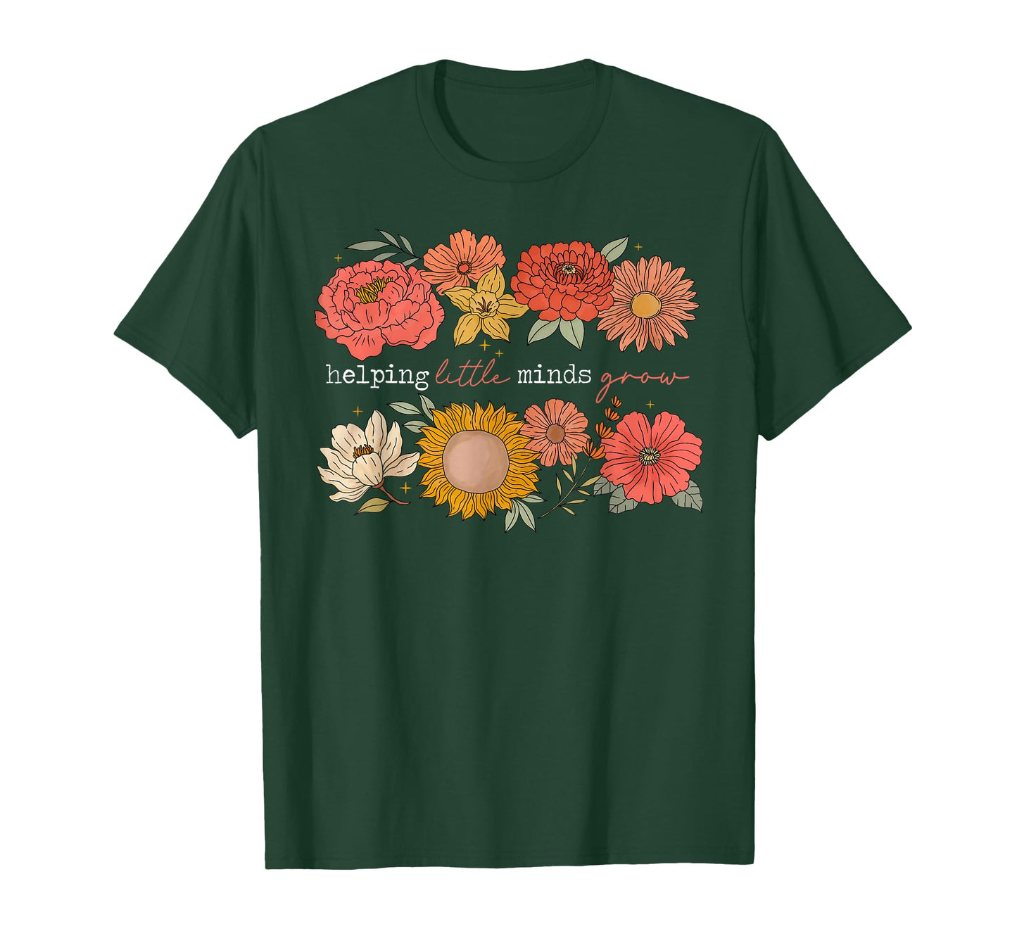 Helping Little Minds Grow Teacher Wildflower Back To School T-Shirt