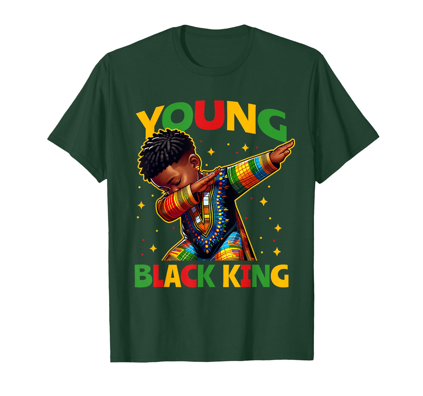 Young Black King African Pride Black History Month Boys T-Shirt