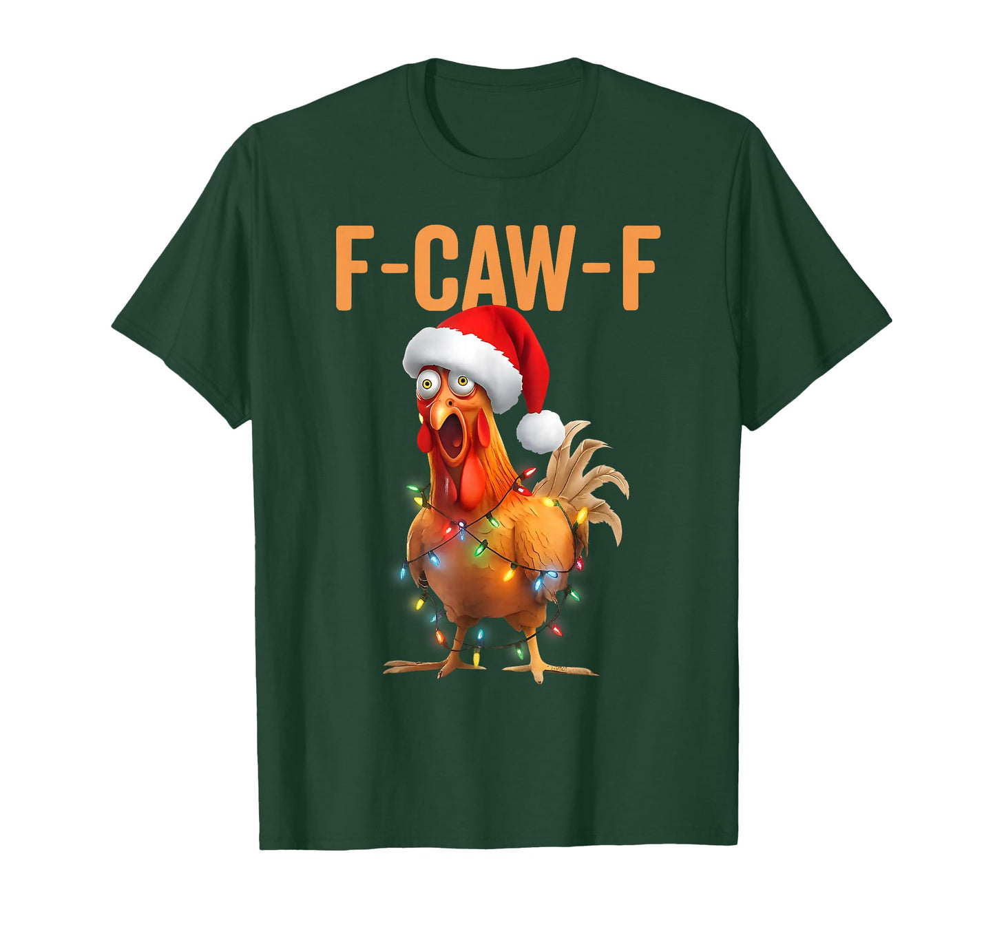 Merry F-Caw-F Chicken Xmas Lights Rooster Christmas Holiday T-Shirt
