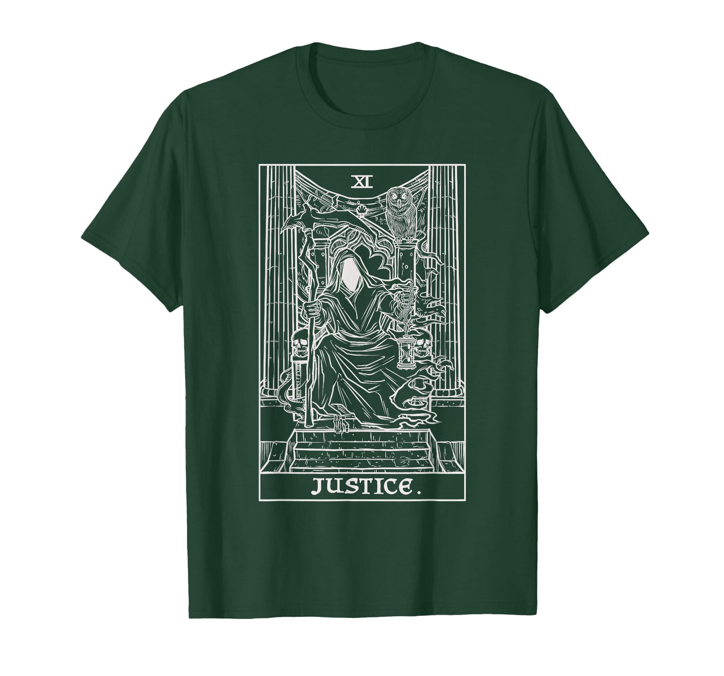 Justice Tarot Card Grim Reaper Halloween Goth Horror Occult T-Shirt