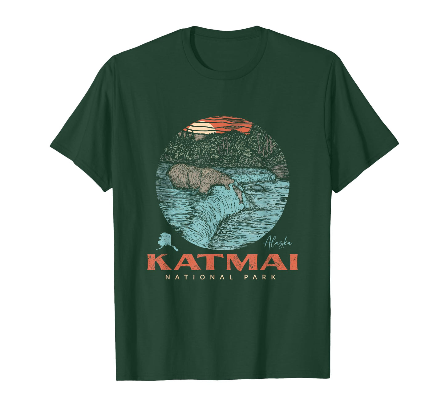 Katmai National Park Vintage Bear Fishing Outfit Adventure T-Shirt