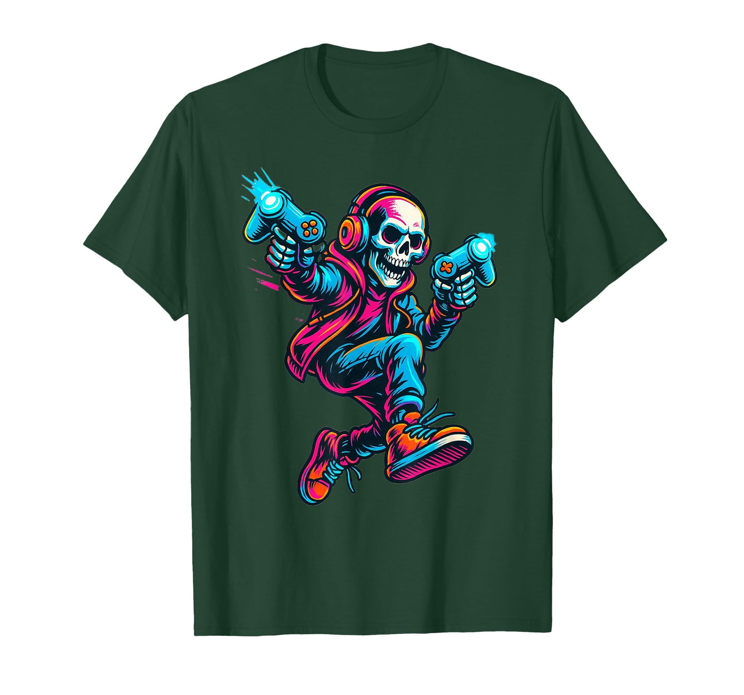 Halloween Skeleton Gamer Video Game Spooky Graphic T-Shirt