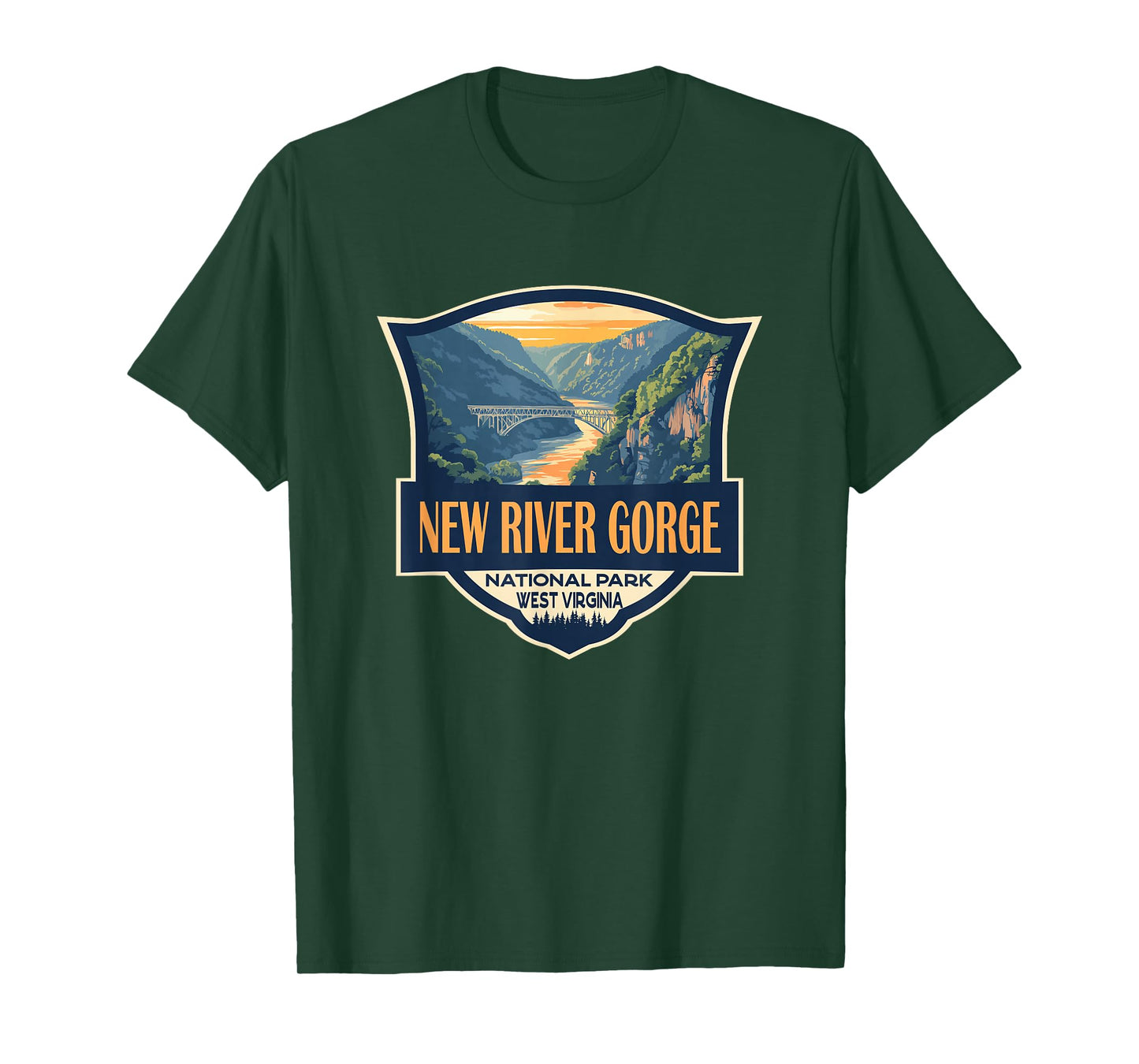 New River Gorge National Park Illustration Retro Badge T-Shirt