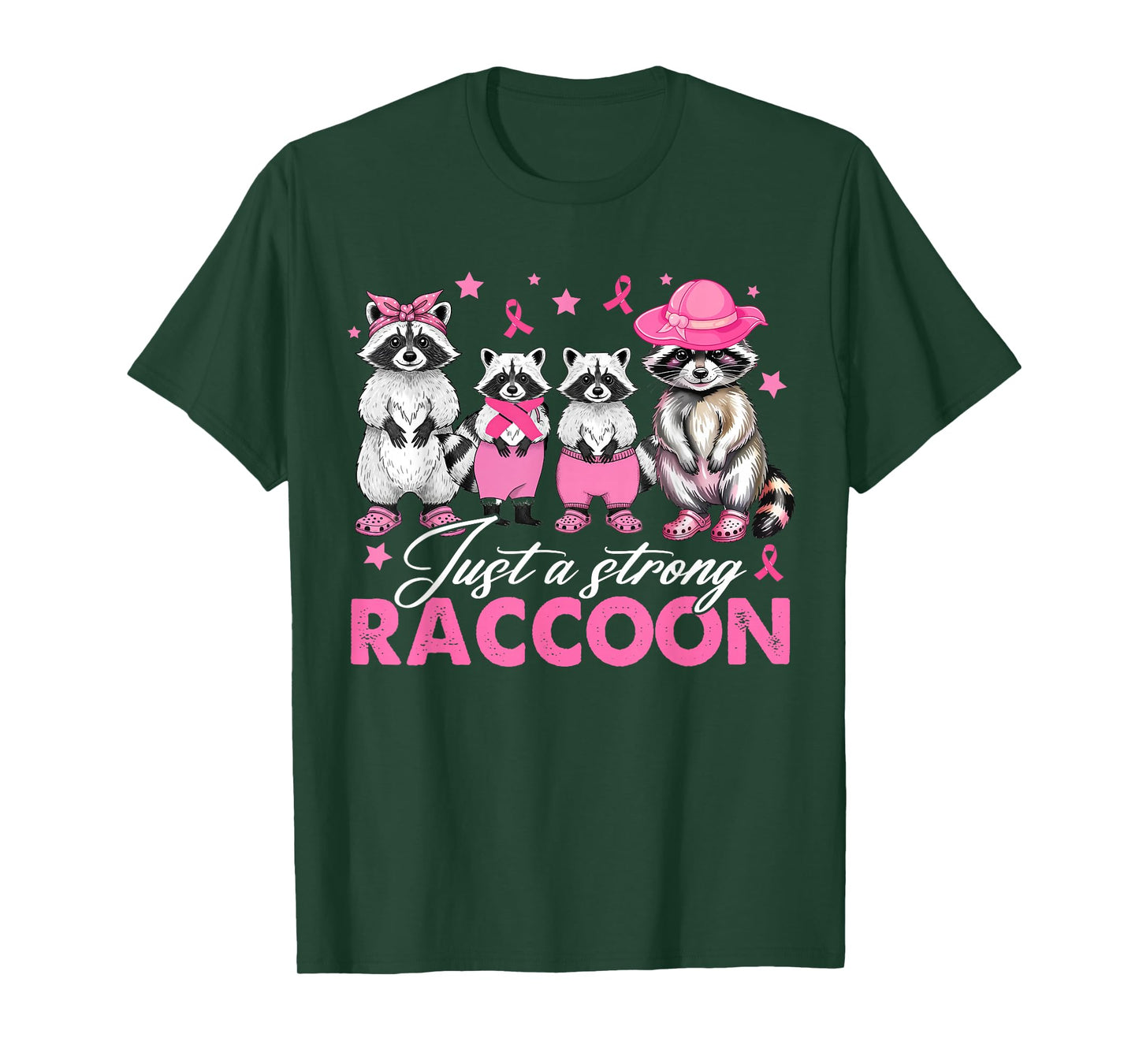 in October Just A Strong Raccoon Breast Cancer Awareness T-Shirt