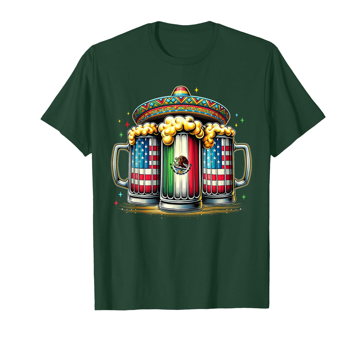 Beer Mexican USA Flag Cinco de Mayo Drinking Party Men Women T-Shirt