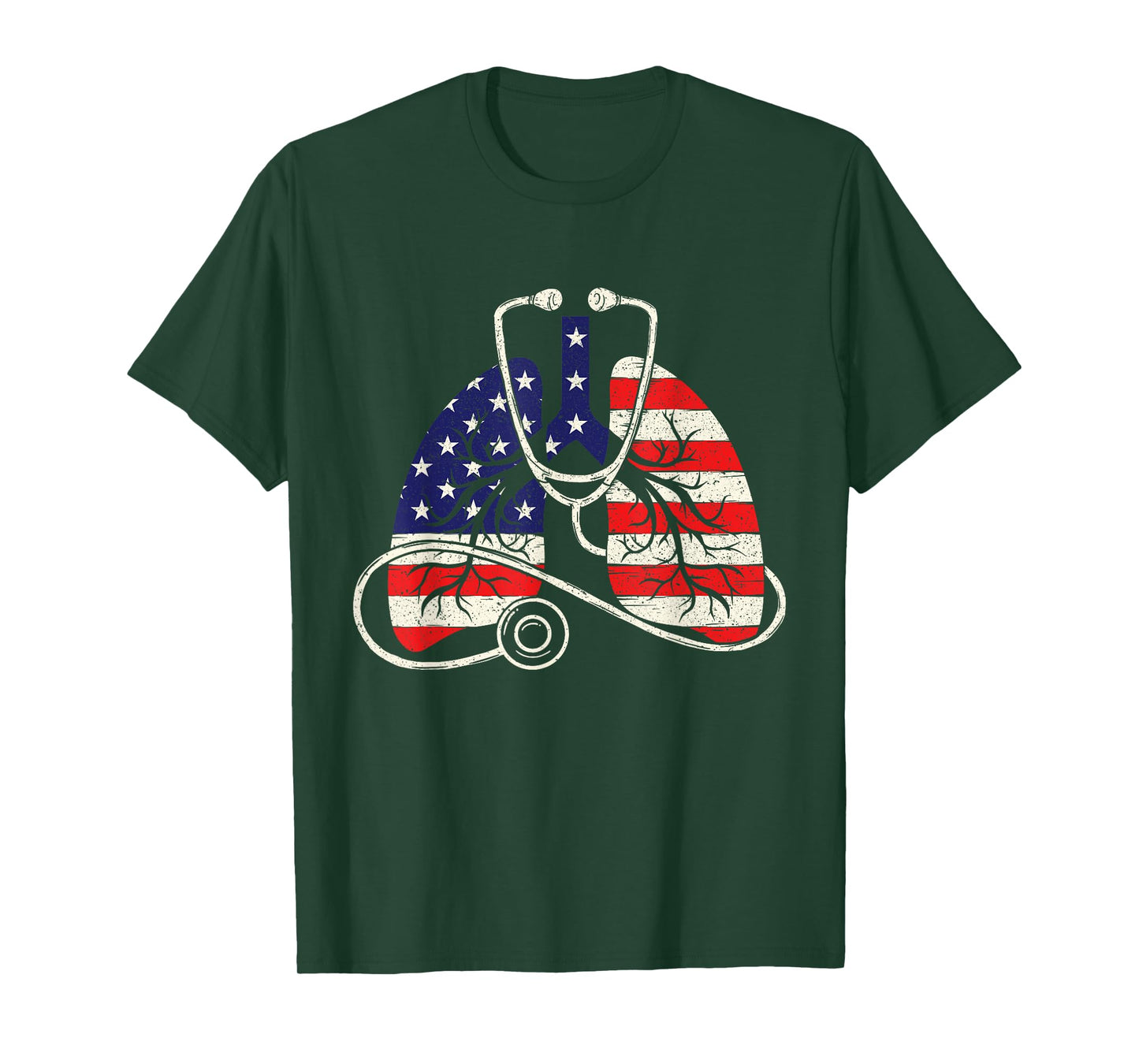 Patriotic Lungs - American Flag Respiratory Therapist T-Shirt