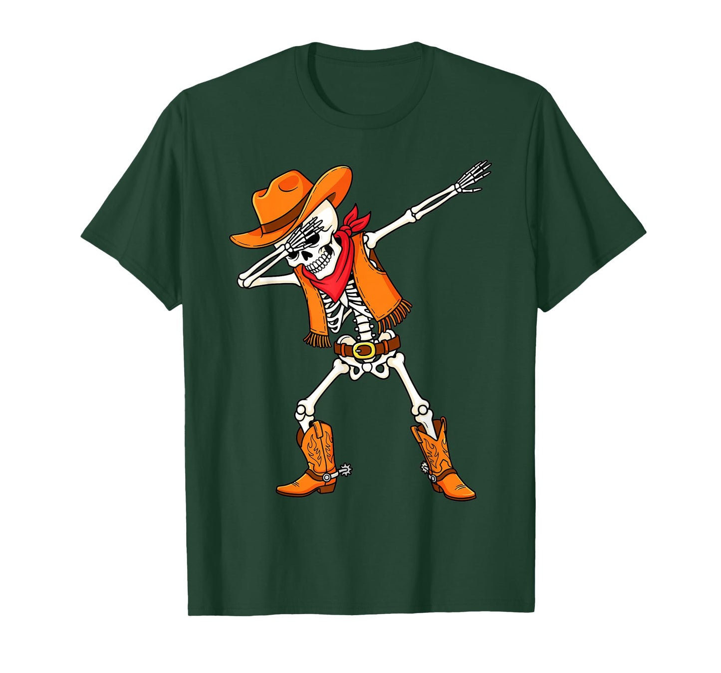 Dabbing Skeleton Cowboy Boots Funny Halloween Style T-Shirt