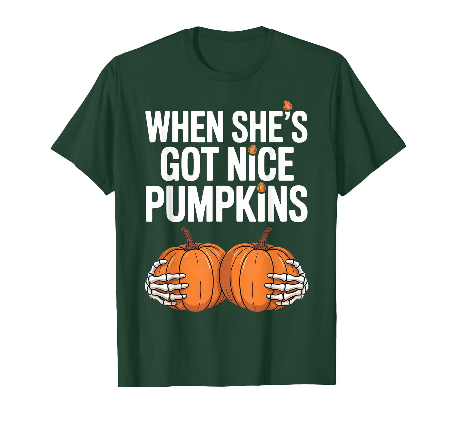 Funny Halloween Skeleton Hands Holding Pumpkins Women Men T-Shirt