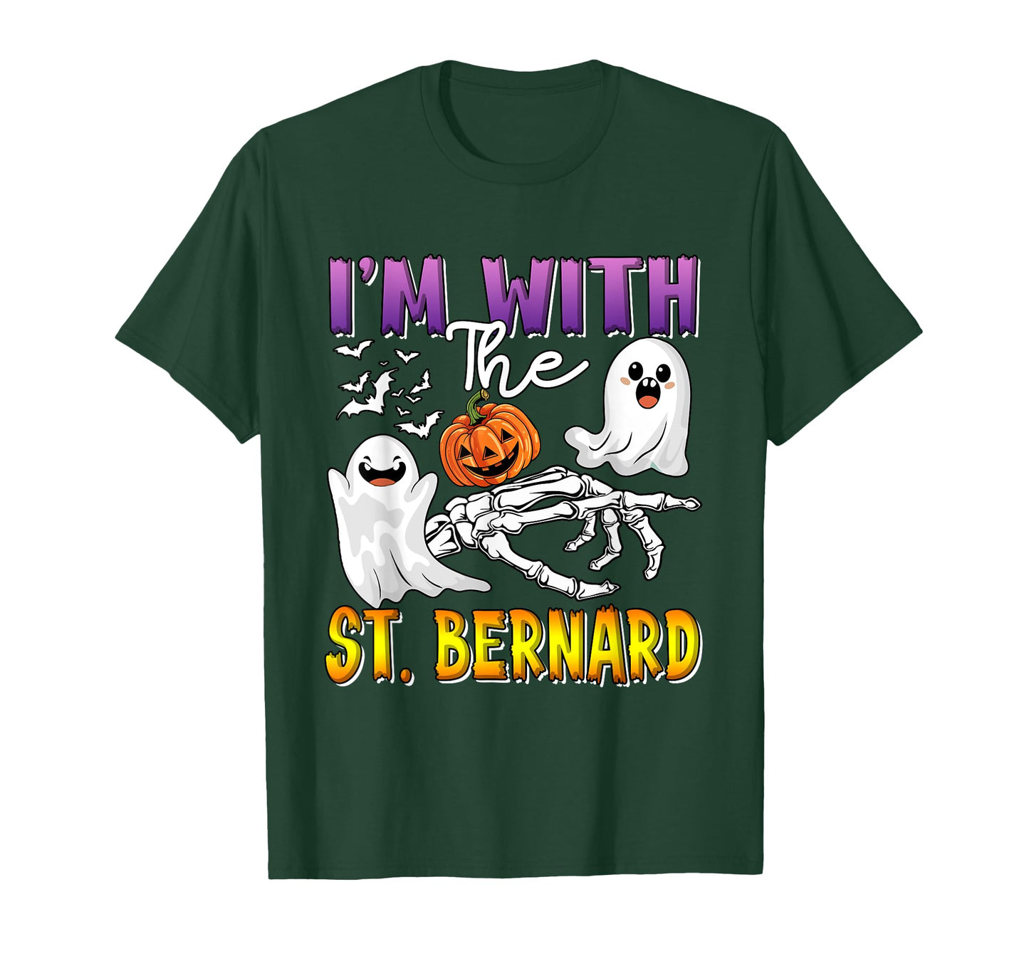 I'm with St. Bernard Halloween Boo Ghost Funny Single Owner T-Shirt