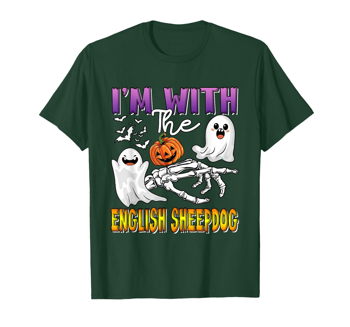 I'm with English Sheepdog Halloween Boo Funny Single Owner T-Shirt