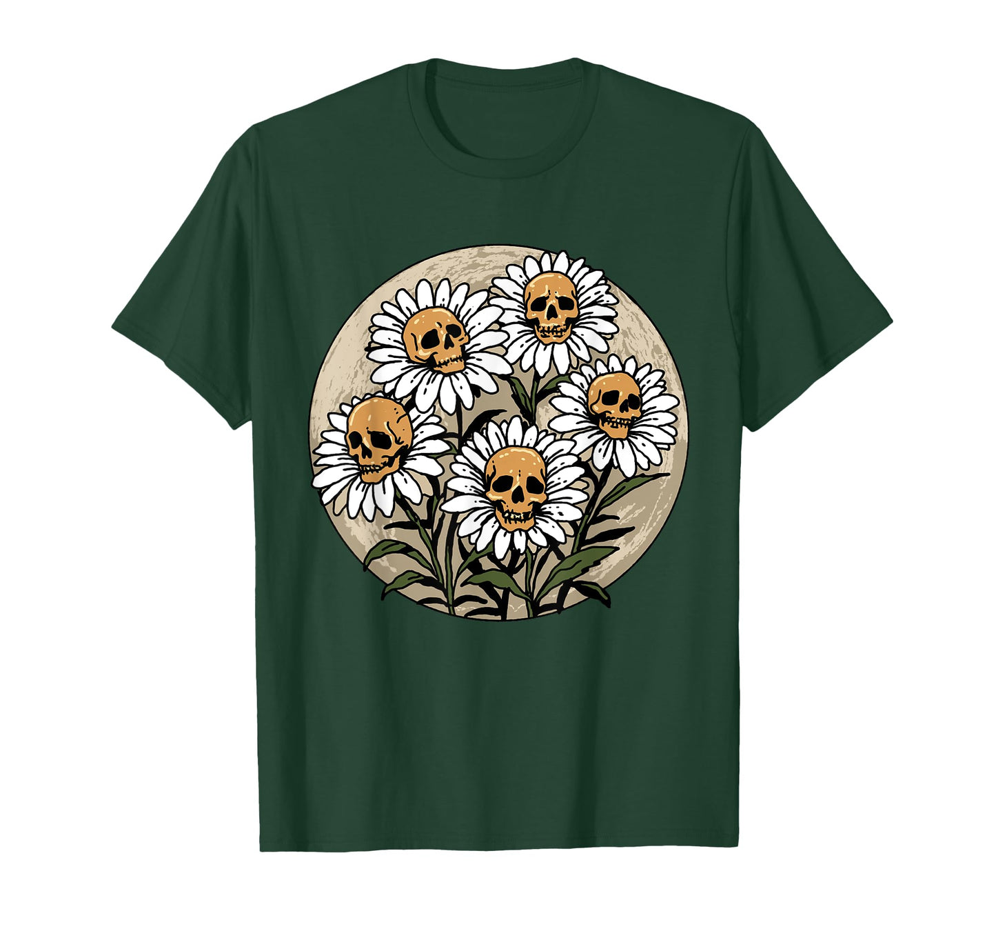 Skull Shirt Spooky Daisy Flower Creepy Skull Daisies T-Shirt