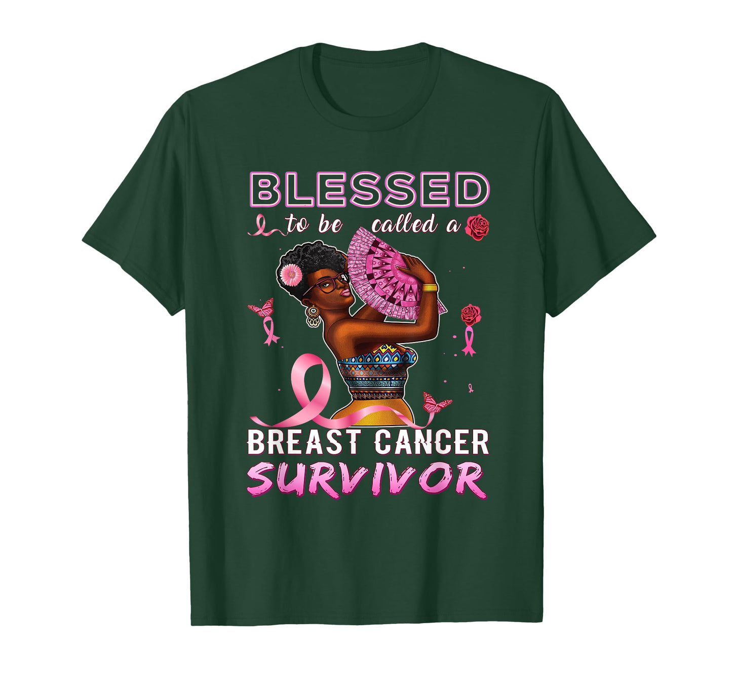 African American Breast Cancer Black Women Blessed Survivor T-Shirt