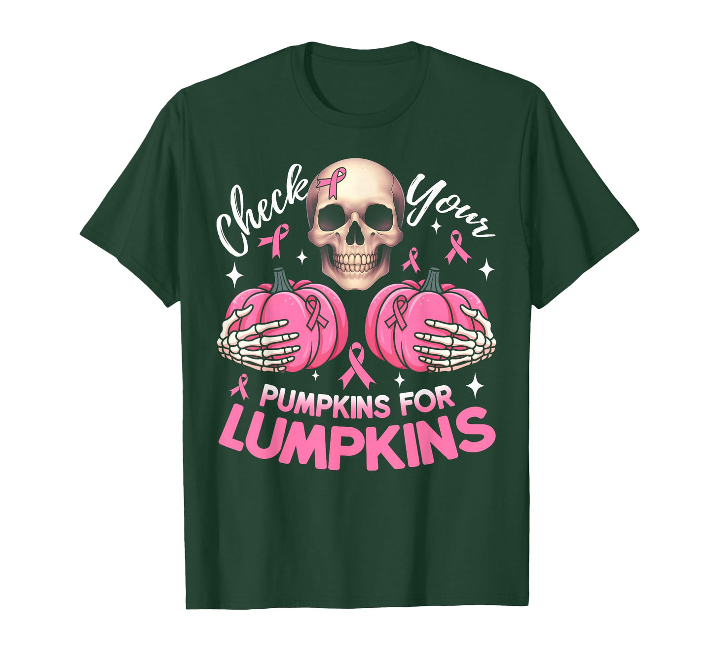Check Your Pumpkins Breast Cancer Awareness Halloween Women T-Shirt