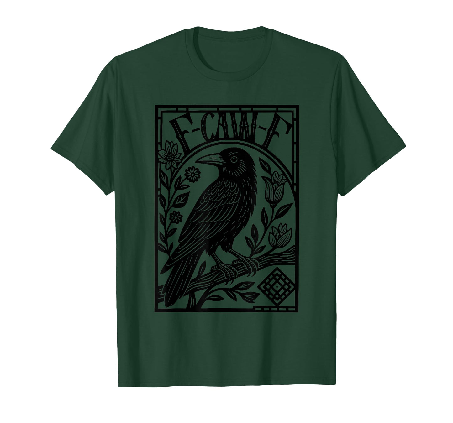 Retro F-Caw-F Black Crow Funny Black Bird Saying Meme Dark T-Shirt