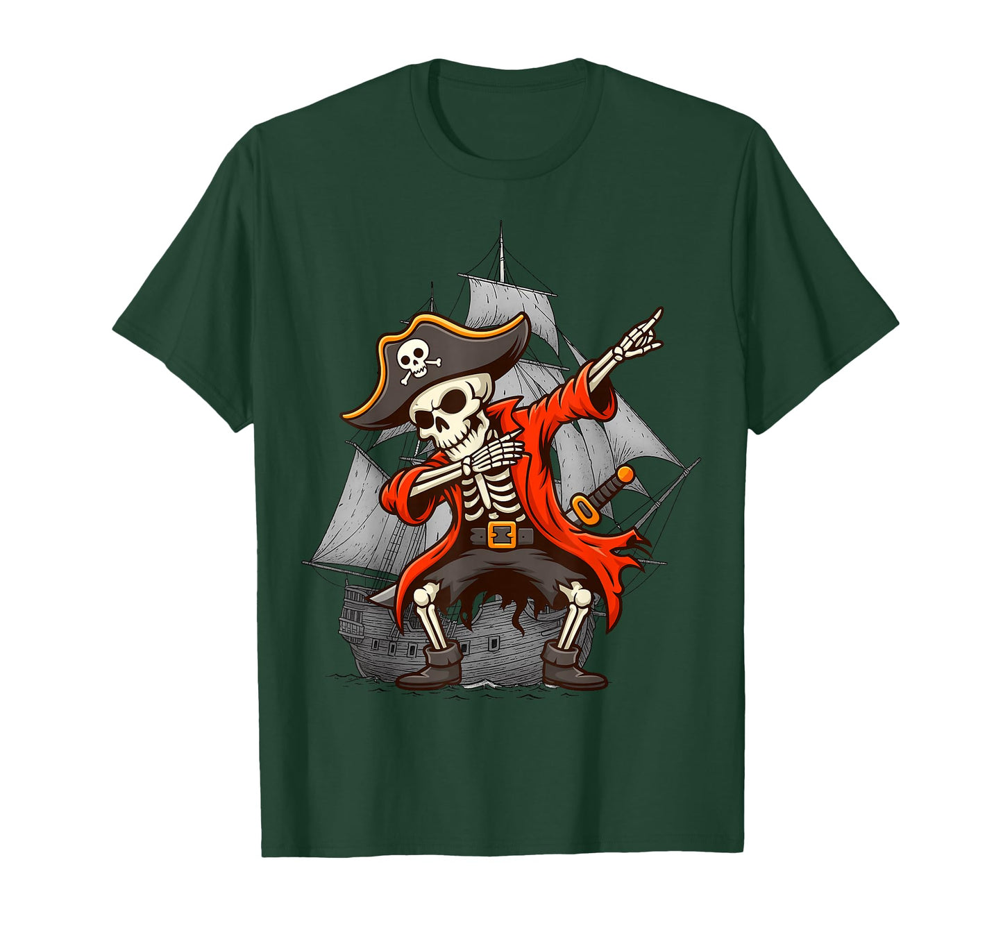 Dabbing Pirate Skeleton Funny Skull Dab Skeleton Halloween T-Shirt