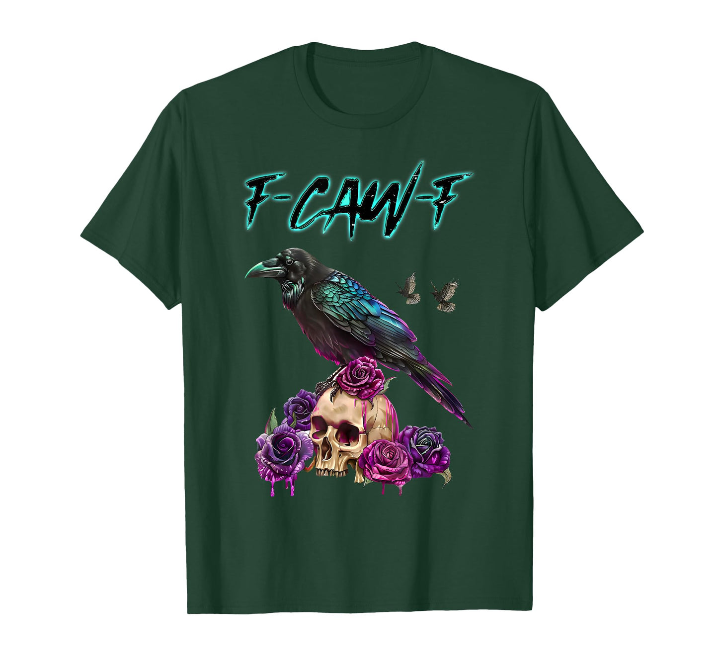 F-Caw-F Funny Raven Black Crow Spooky Season Halloween Retro T-Shirt